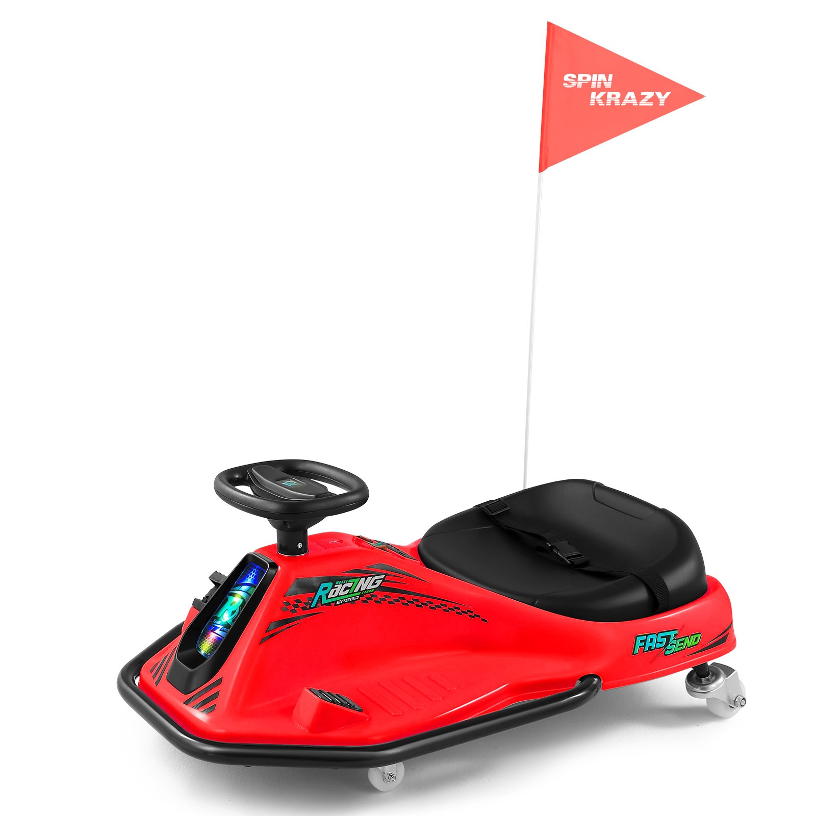 Red 24V Powered Kids Electric Drift Go Kart Ride On Car with Music,USB,Bluetooth