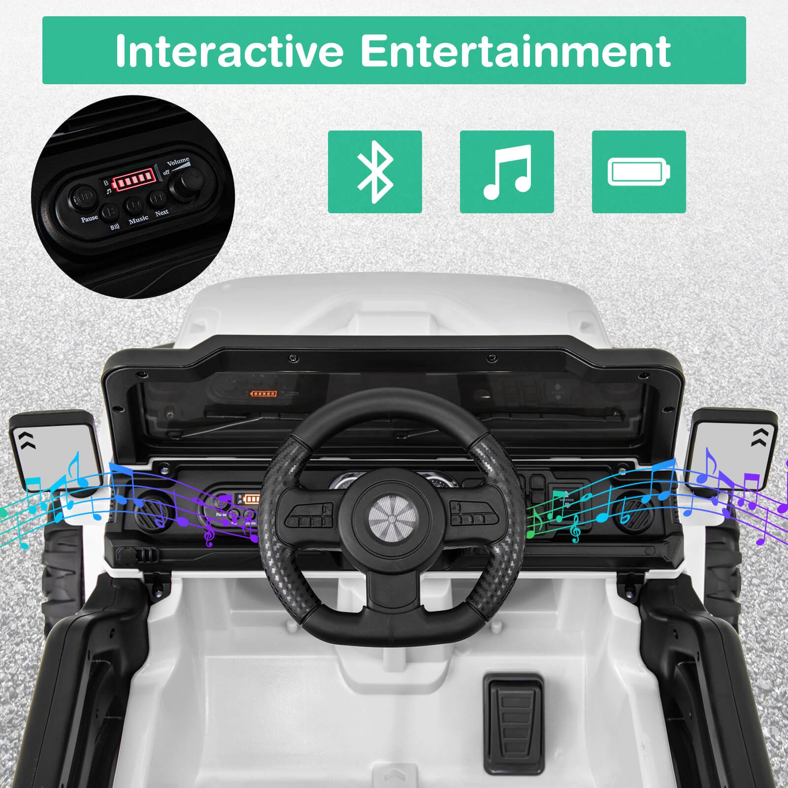 12V Kids Ride on Truck Car w/Remote Control, Threaded Wheels 3 Speeds LED Lights