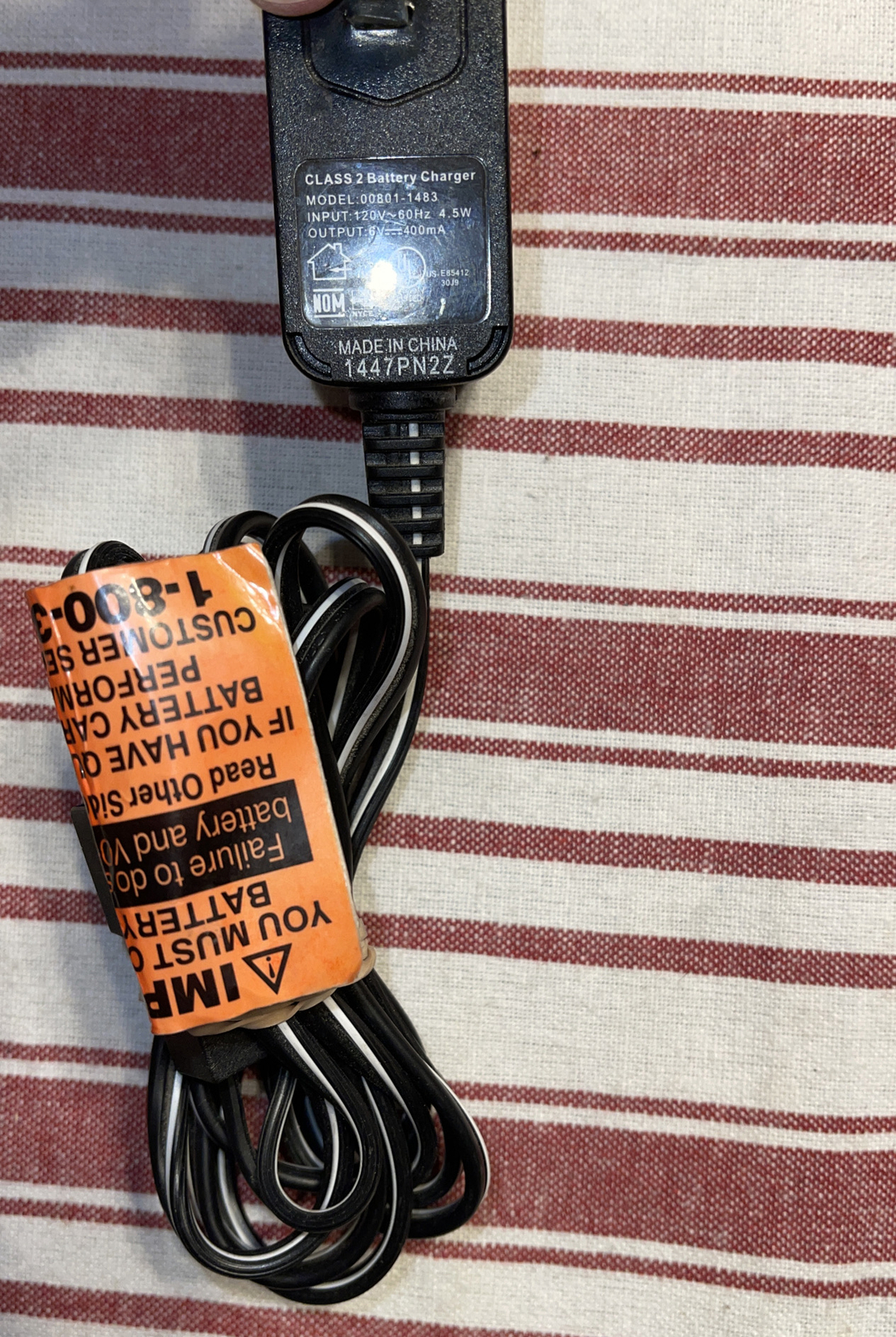 Fisher Price Power Wheels Class 2 Battery Charger OEM 00801-1483 120v 4.5w