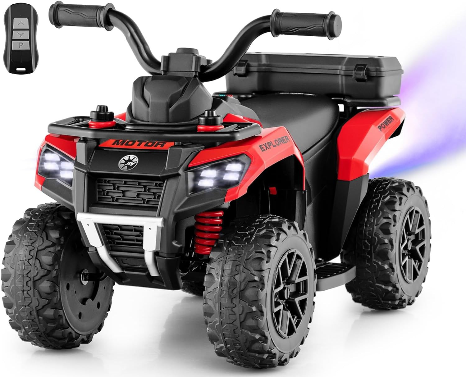Kids ATV with Spray Function, Remote Control, Storage Trunk, 6V Toddler Ride on