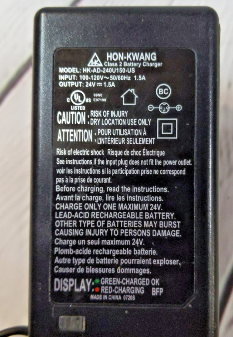 Razor 24v 1.2A output 1500mA Charger #W13112099014 For Multiple Items