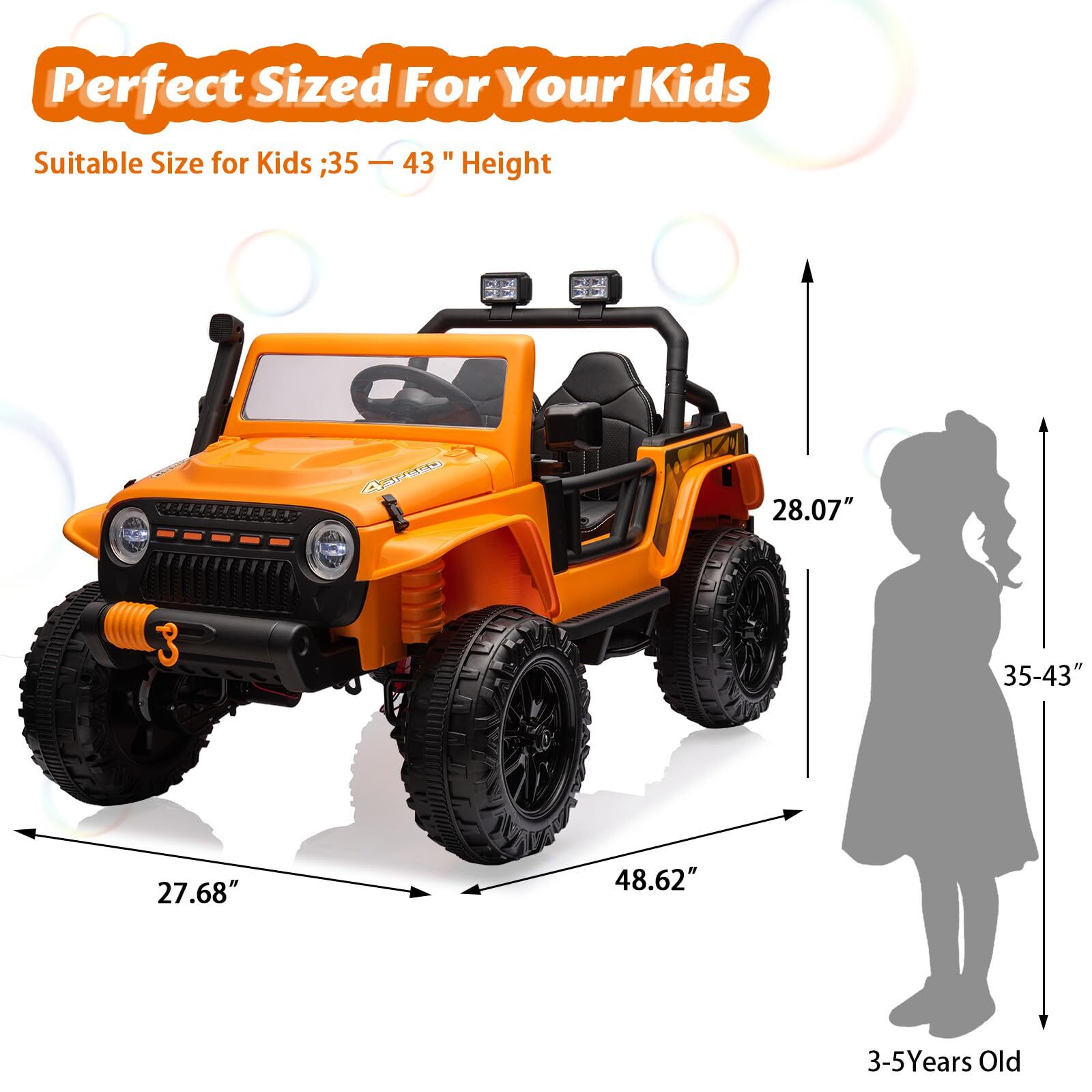 Electric Ride On Car, 2 Seater Battery Powered Truck With 4x35W Powerful Wheels