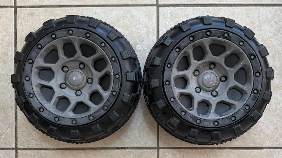 12V Ride on Truck Car Kids Power Wheels Rear Wheels With Hubcaps Set Used