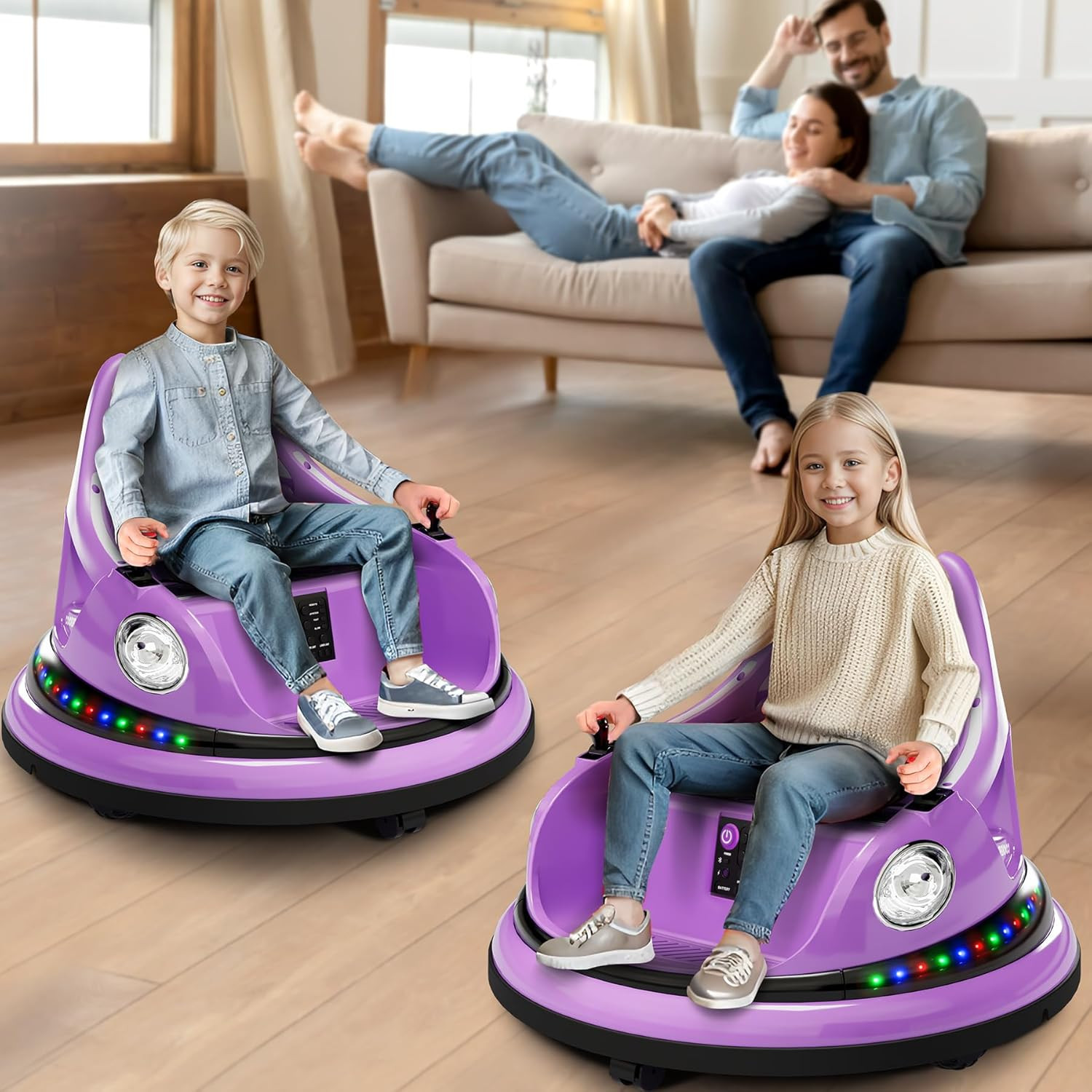 Ride on Bumper Car for Toddlers, 12V Battery Car for Kids W/Parent Remote, 2-Spe