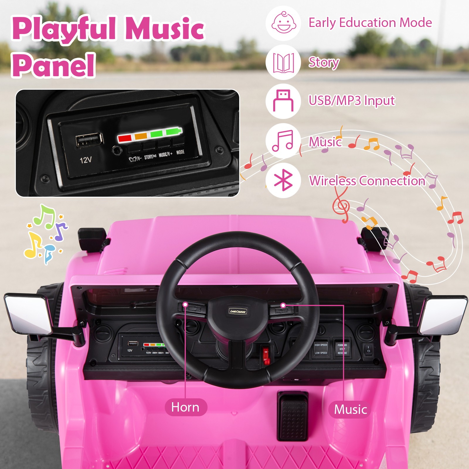 Licensed Toyota Ride On Truck w/Parent Remote Control, Spring Suspension, Light