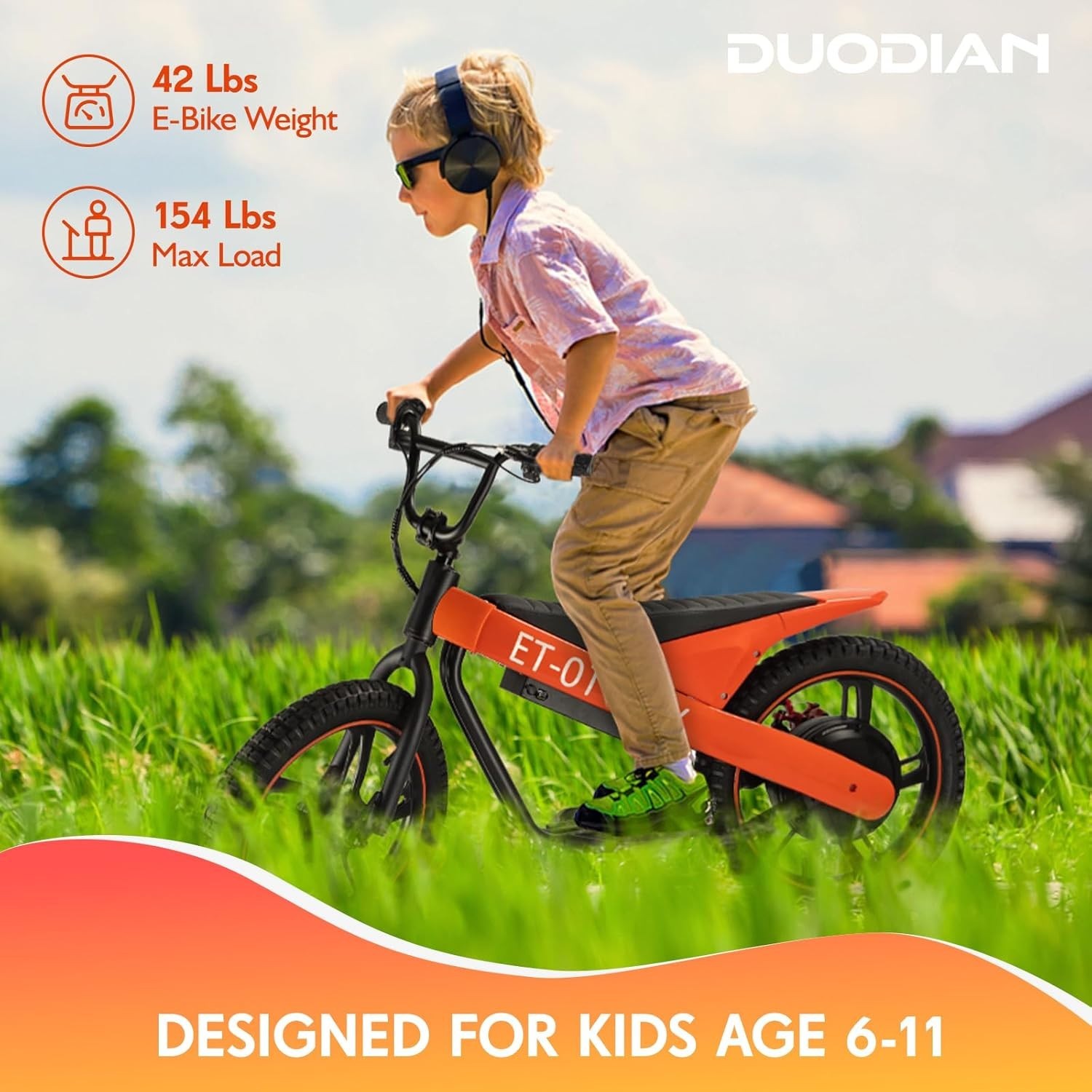 Kids Electric Balance Bike 350W/750W 19MPH 18 Mile 16″ Tires Off Road Yellow