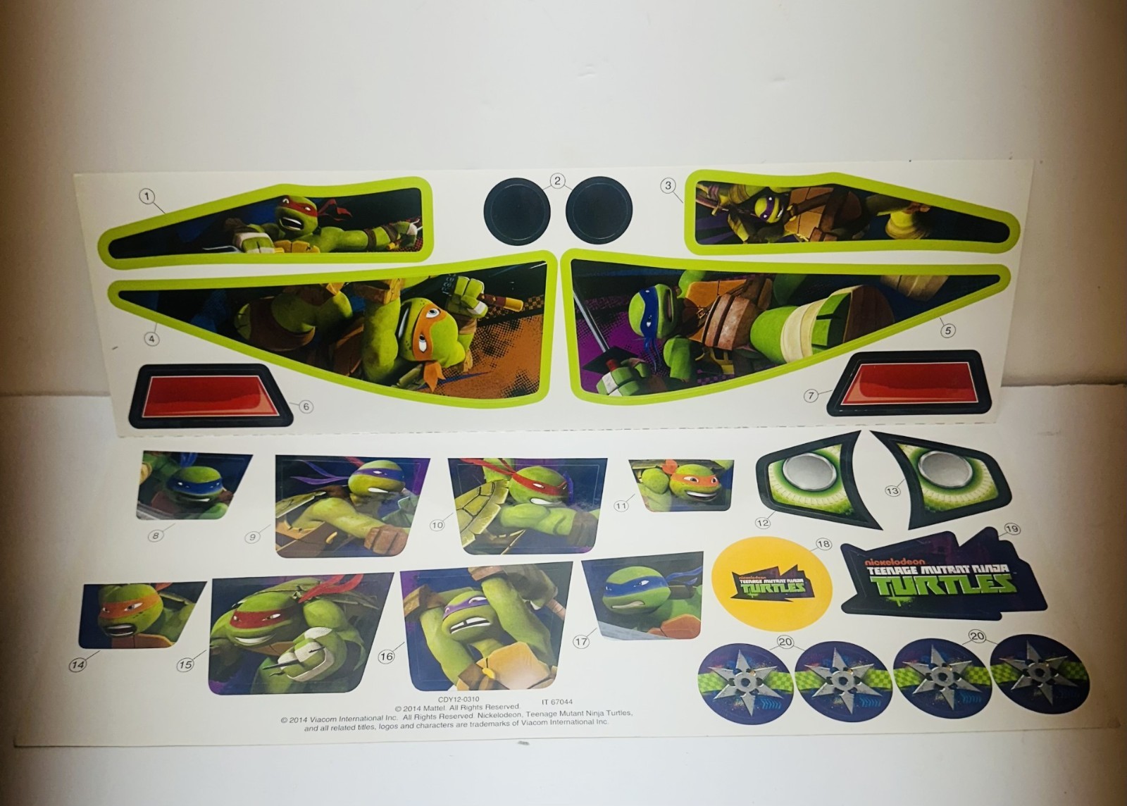 Genuine OEM Power Wheels Ninja Turtles Lil Dune Racer Label Sheet #CDY12-0310