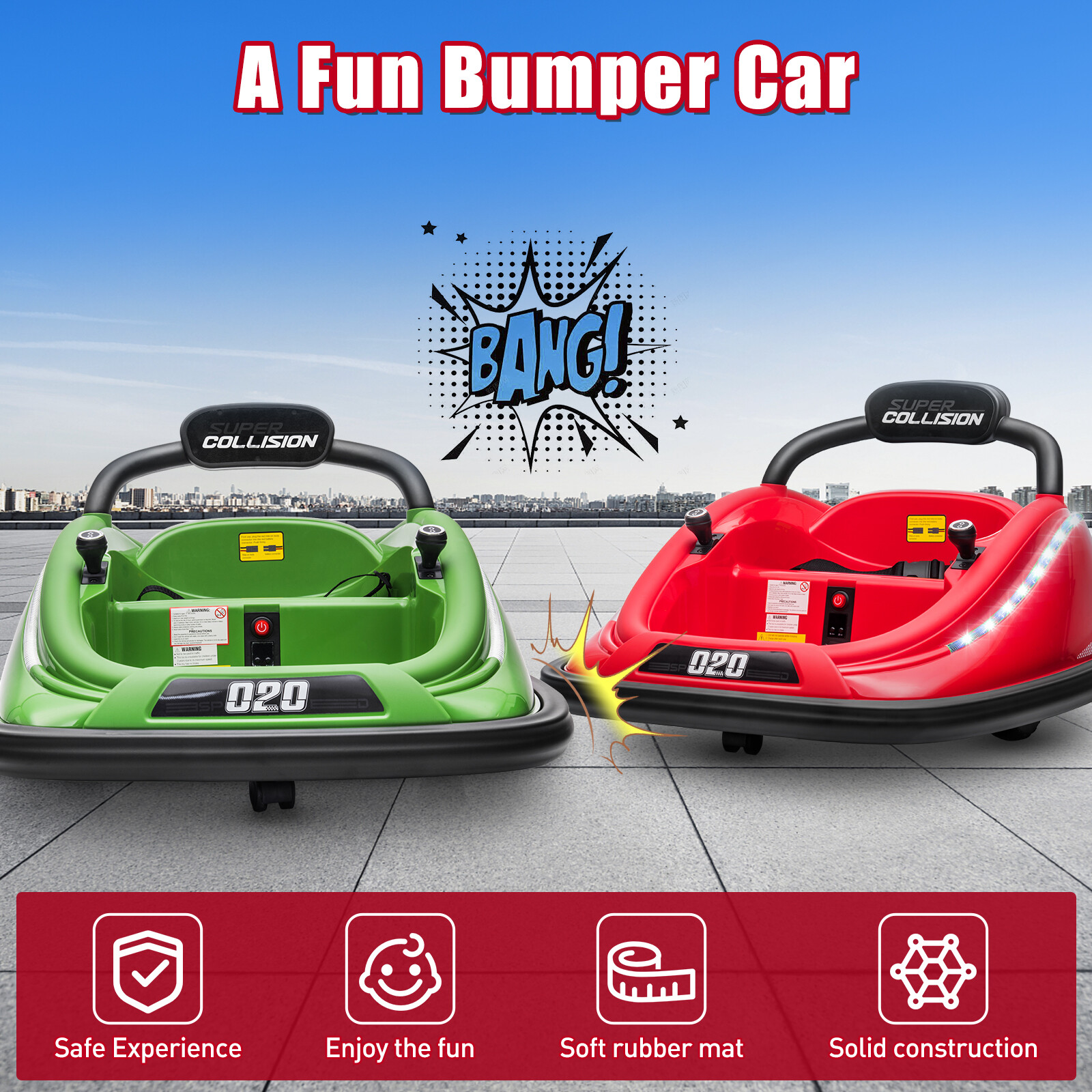 12V Kids Ride On Car Bumper Electric 360° Spin Vehicle Toy Parent Remote Control