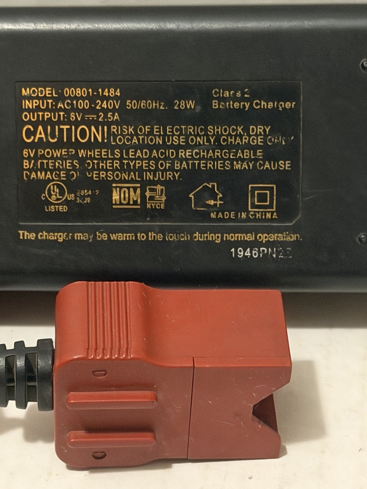 POWER WHEELS FISHER PRICE 6 VOLT QUICK BATTERY 6V 2.5A FAST CHARGER 00801-1484