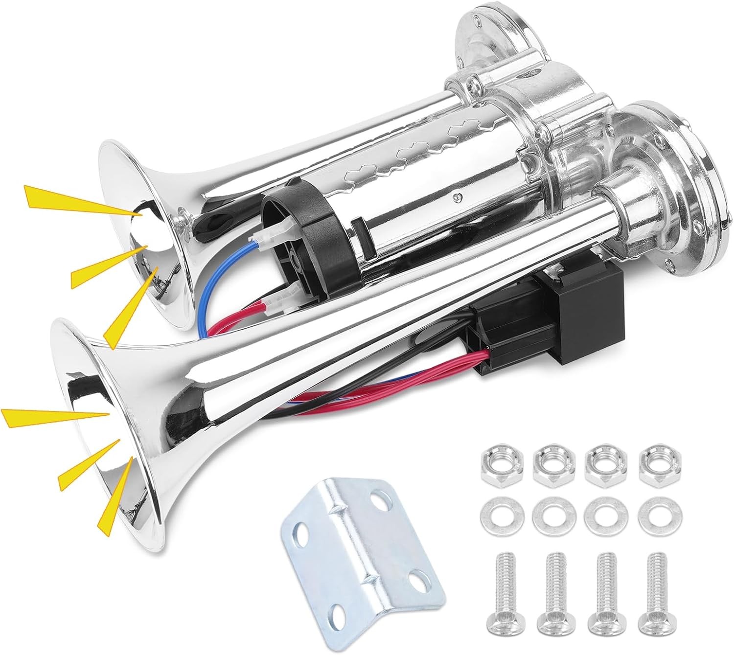 FILTERUP 12V 600DB Upgraded Air Horn Dual Trumpets, Super Loud Train Electric…