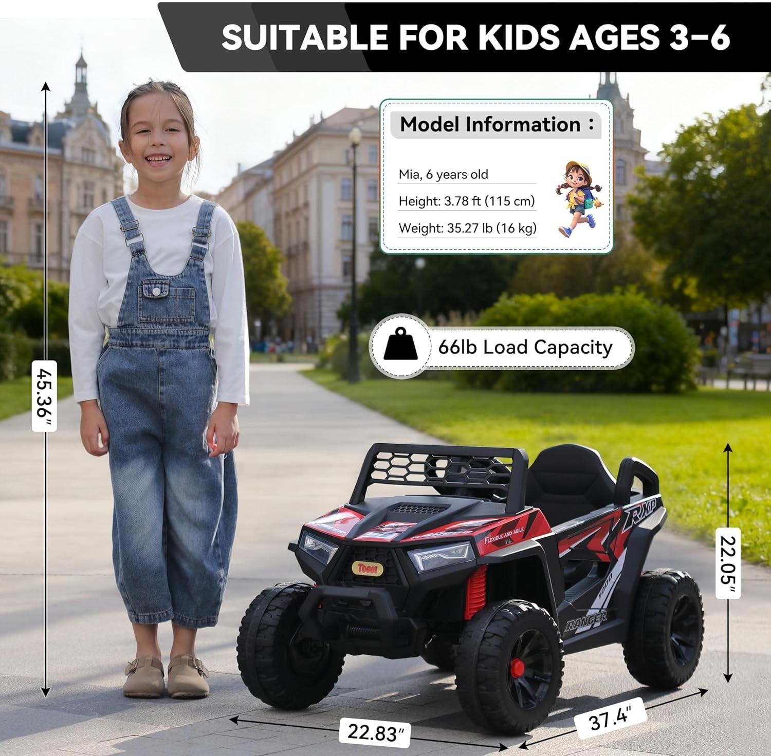 12V Kids Electric Ride on Off-Road UTV Battery Powered Truck with LED Headlights