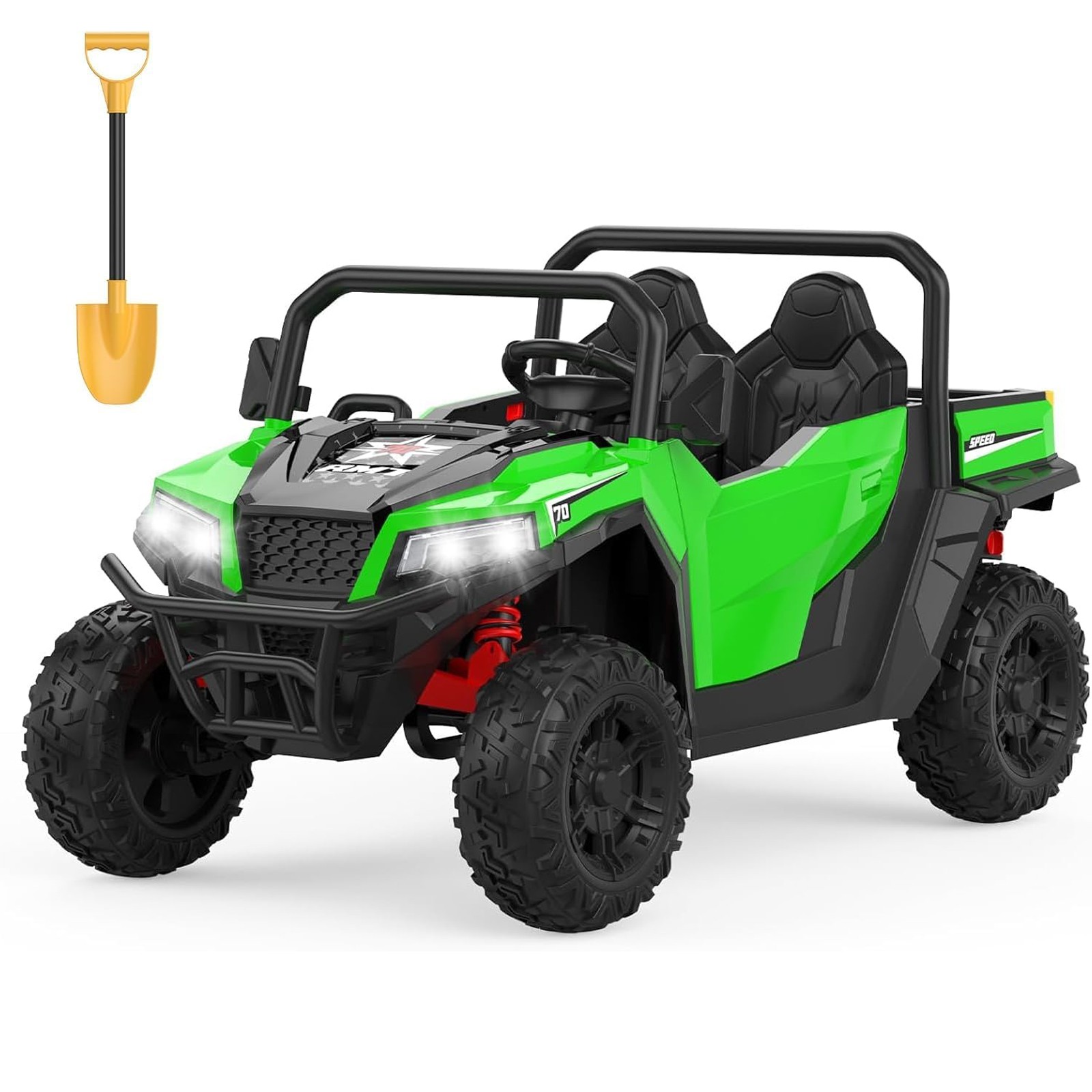 24V Ride On Truck for Kids w/ Remote, 4WD, LED Lights,Bluetooth,Dump Bed,2 Seats