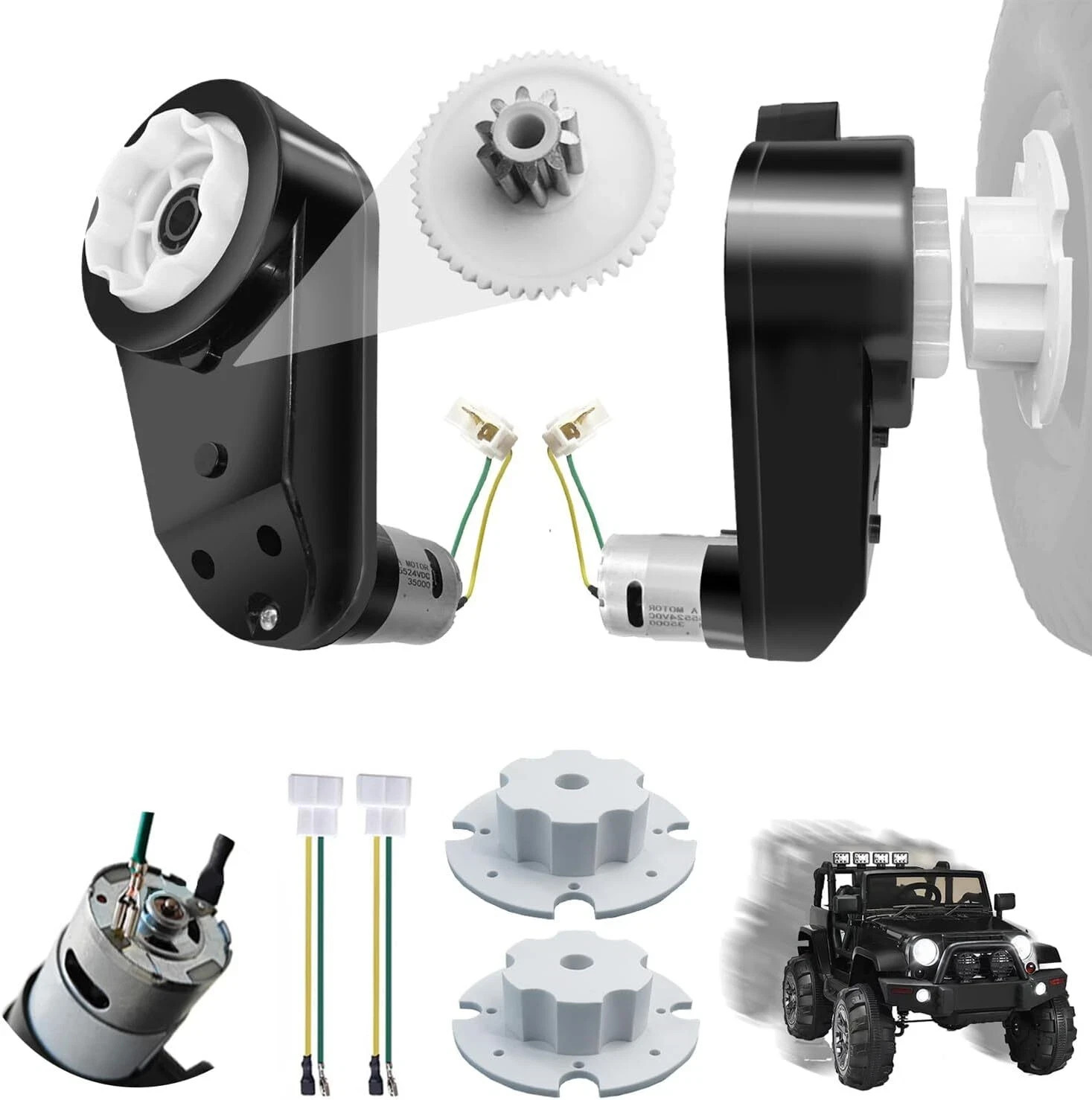 2PCS 24V RS555 35000RPM High-Speed Steel Gears Motor Gearbox for Power Wheels