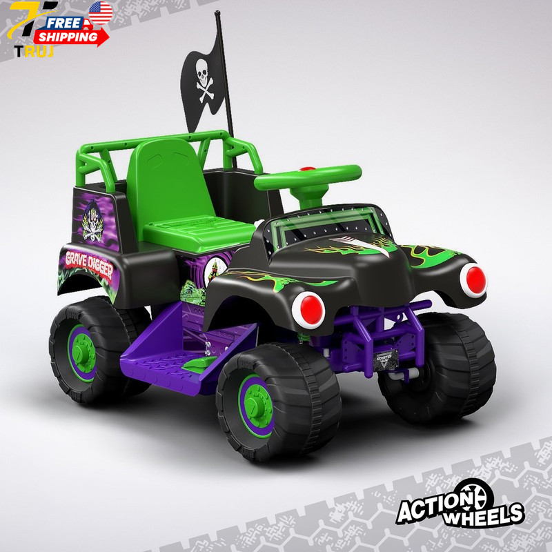 6V Grave Digger Ride on Car Monster Truck Monster Jam Graphics for Boys & Girls