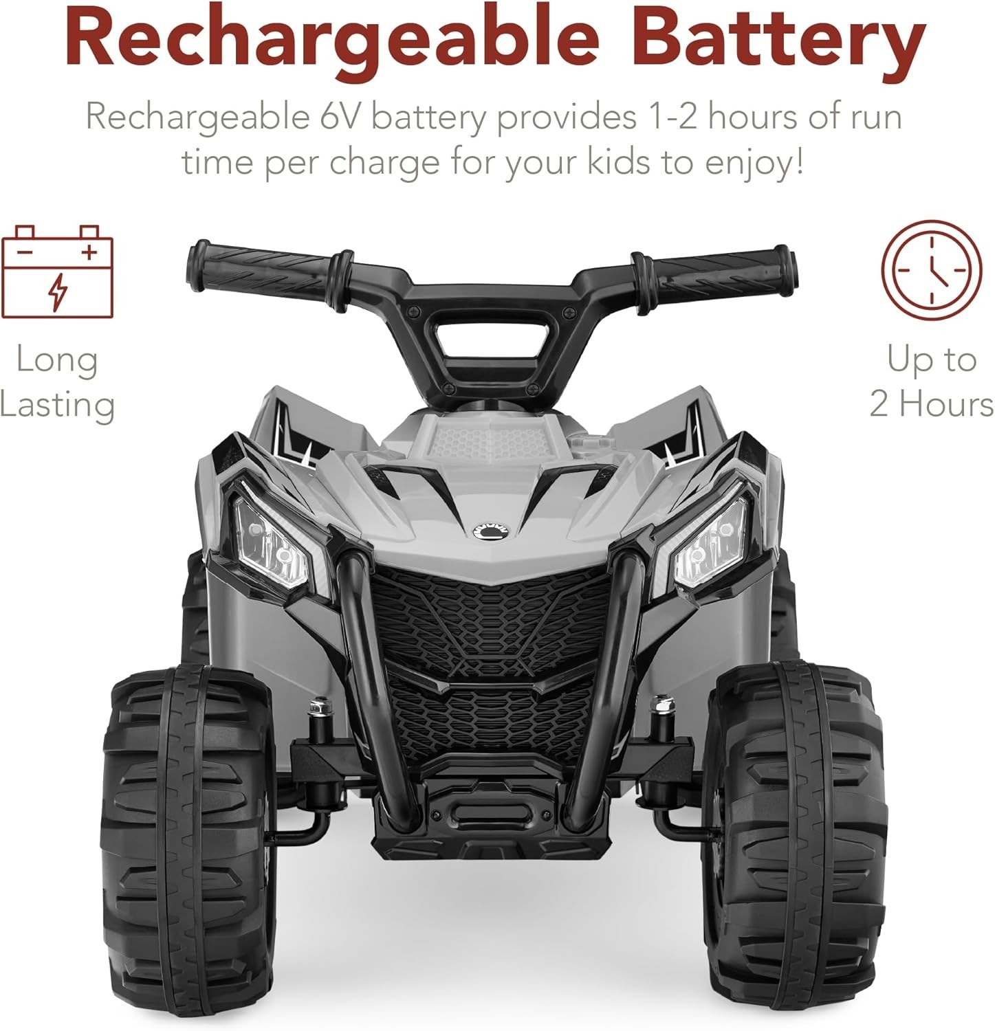 Best Choice 6V Kids Ride On ATV Quad 4-Wheeler 1.8MPH Gray Treaded Tires