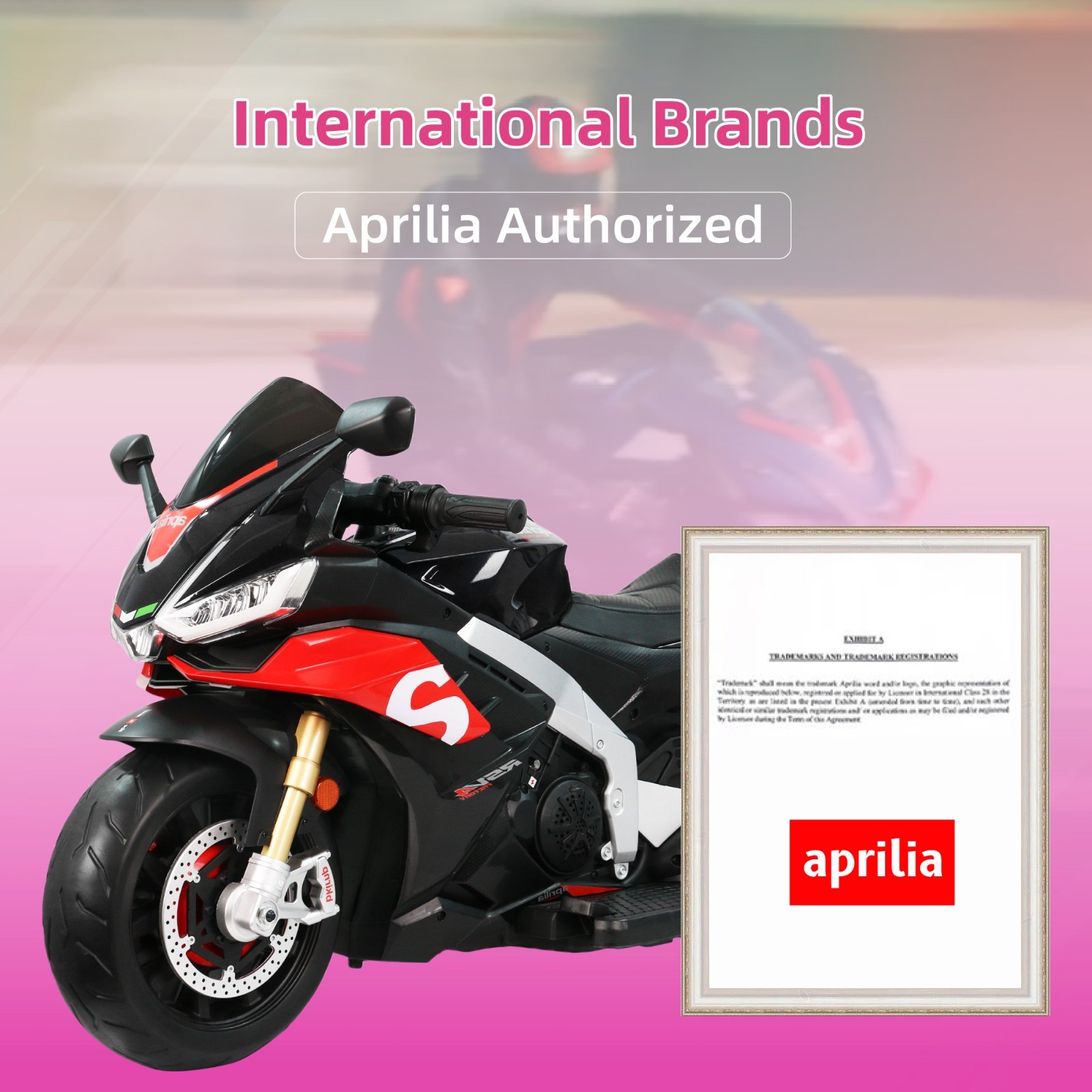 Aprilia 24V Kids Electric Motorcycle 6mph Dirt Bike Ride on Toy w/ Bluetooth MP3