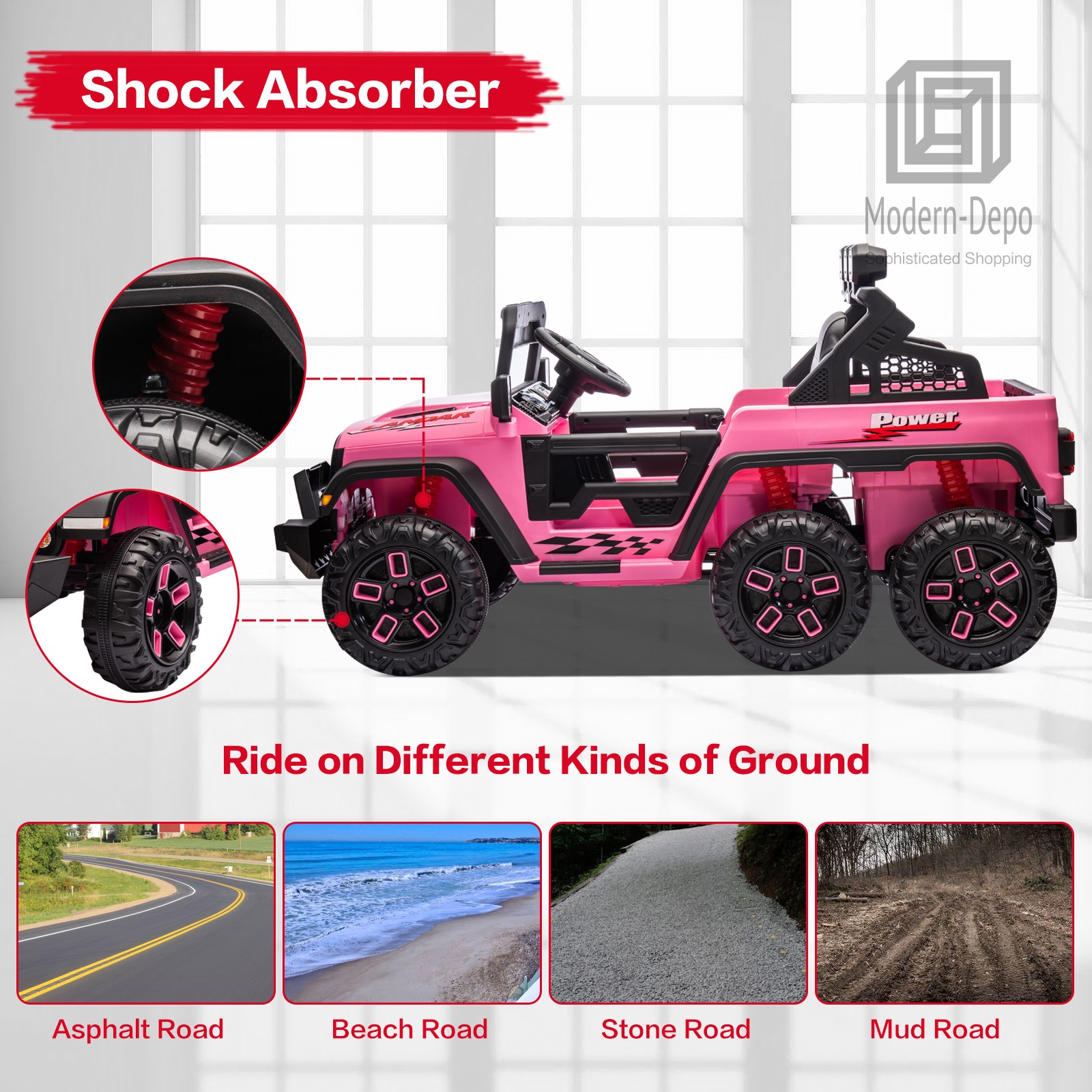 12V Kids Ride On Car Electric Truck w/ Remote Control DIY Stickers 6 Wheels Toy