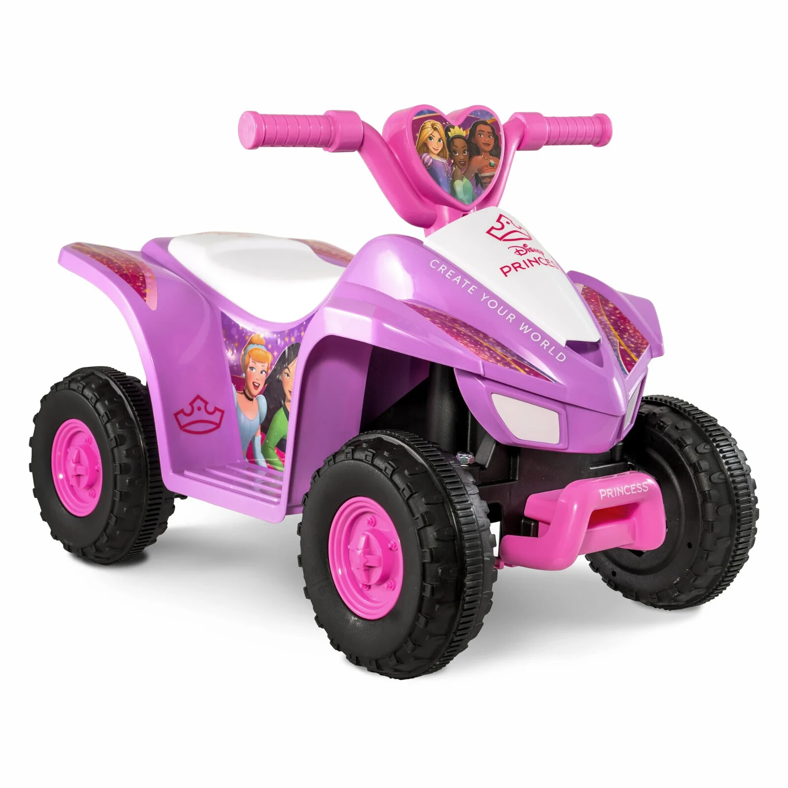 Kids Disney Princess 6V Battery-Powered Ride-On Quad, Ages 1.5+, Pink