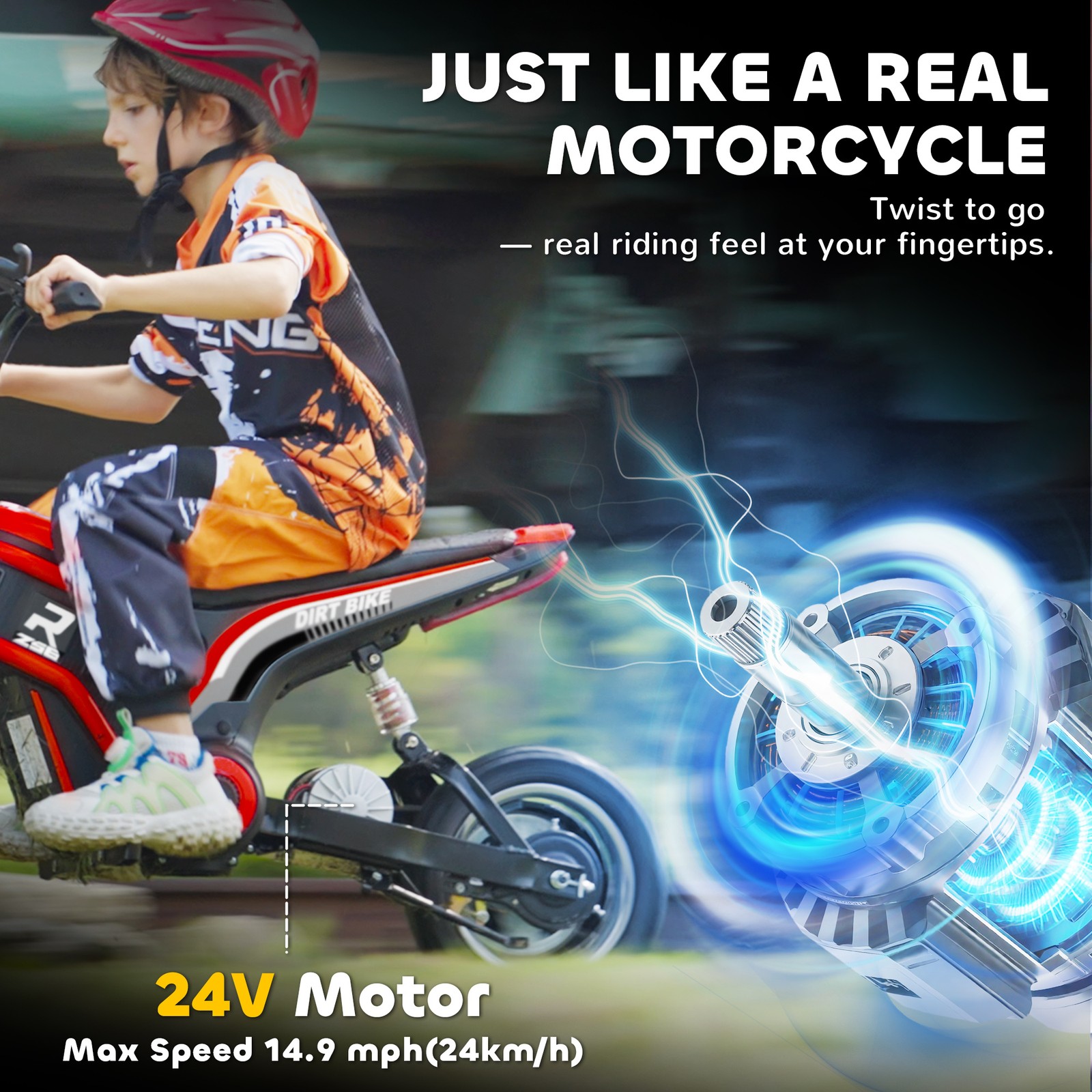 24V 350W 15 MPH Electric Dirt Bike Motorcycle w/ Twist Grip, Red