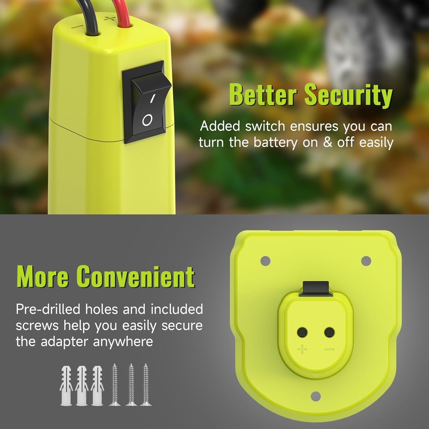 Ryobi 18V Power Wheel Adapter with Built-in Switch & Upgraded Safety Features