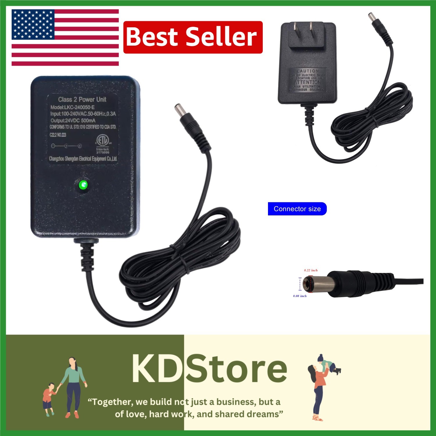Safe 24V Charger with LED Indicator for Kids’ Electric Ride-On Toys – 500mA