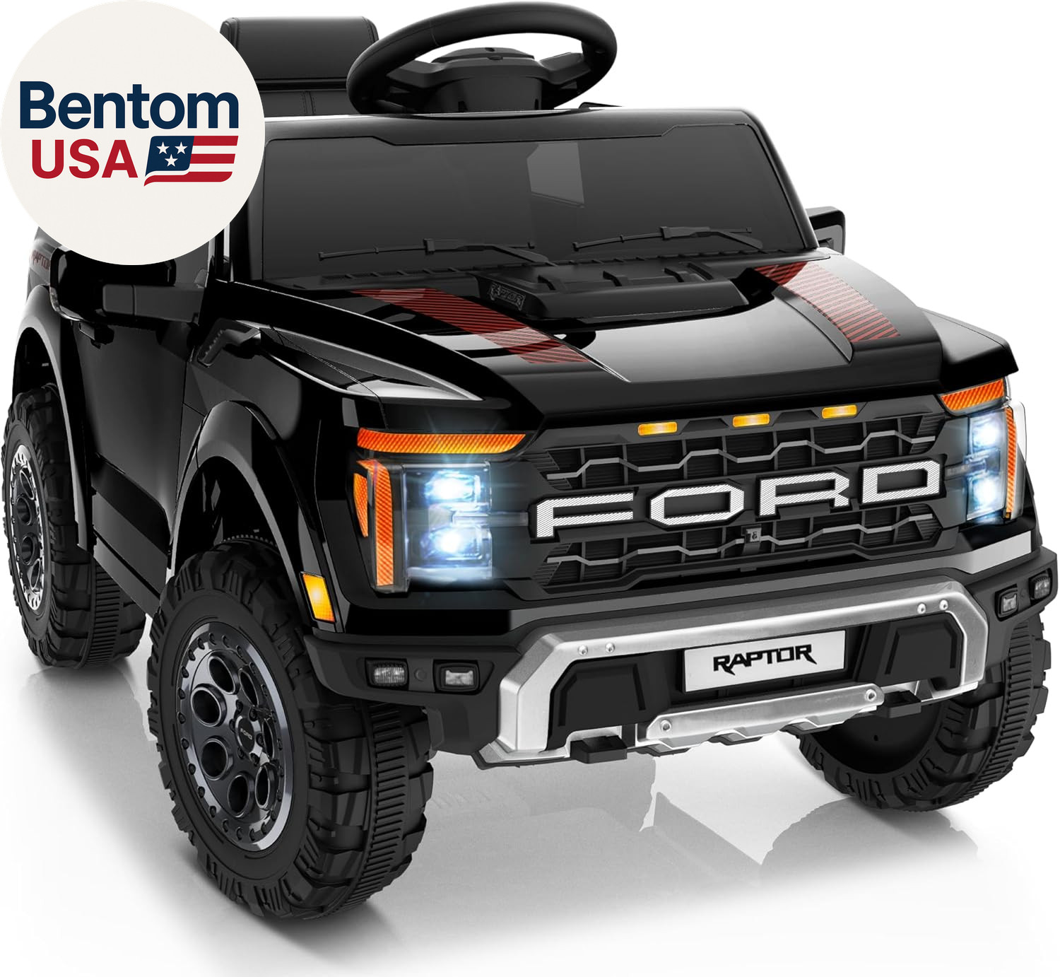 12V Licensed Ford F-150 Raptor Kids Ride on Toy, Ride on Truck with Parent Remot