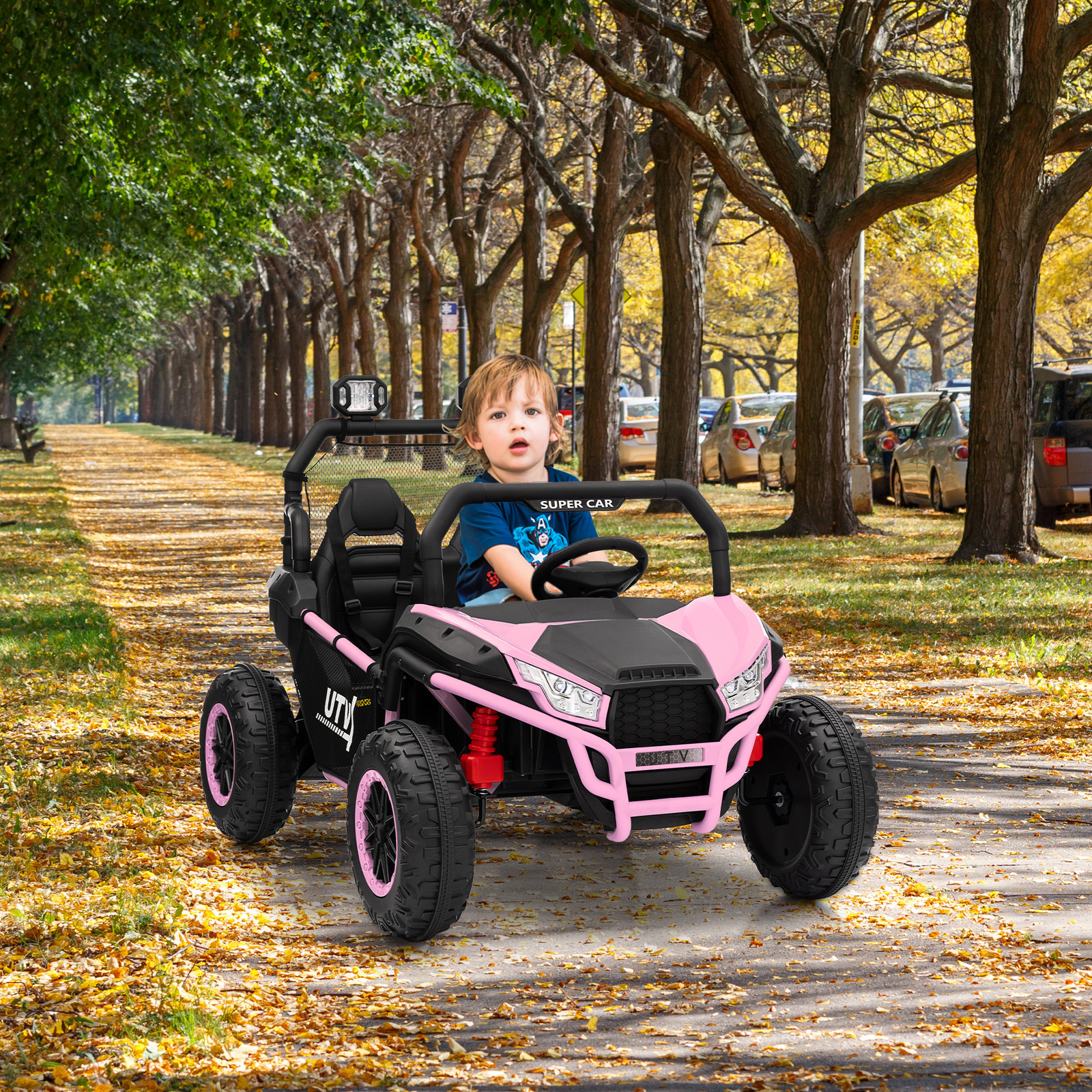 24V Power Wheel for Big Kids 3-8,2 Seater Electric Car,Ride on Car Toy for Grass