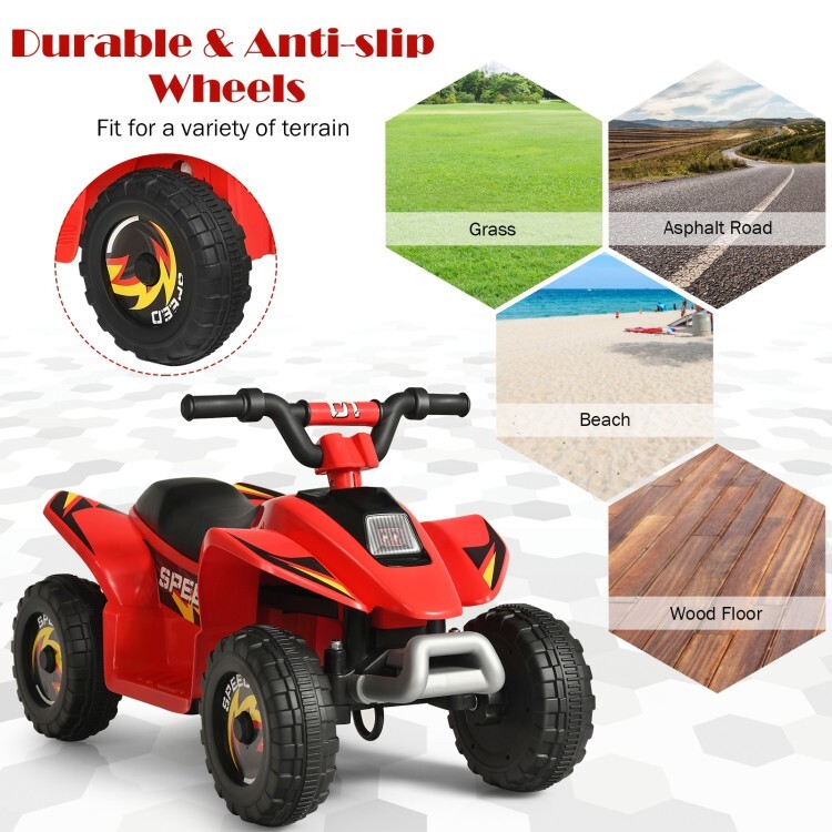 6V Battery Powered Kids Ride On Electric ATV Car Gift Toddler w/ 4 Large Wheels