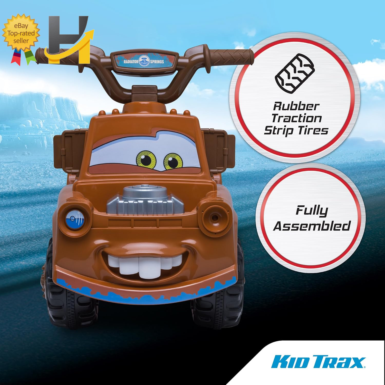 Kid Trax Disney Cars 3 Tow-Mater Electric Quad Ride-On for Toddlers 1.5-3 Years