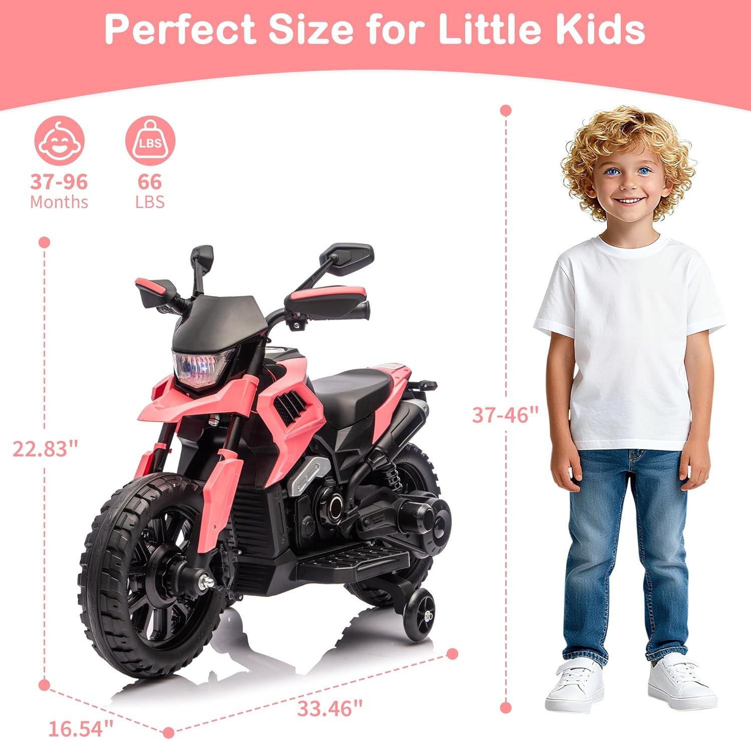 Motorcycle for Kids,Ride on Motorcycle w/ Traning Wheels,Electric Bike for Child