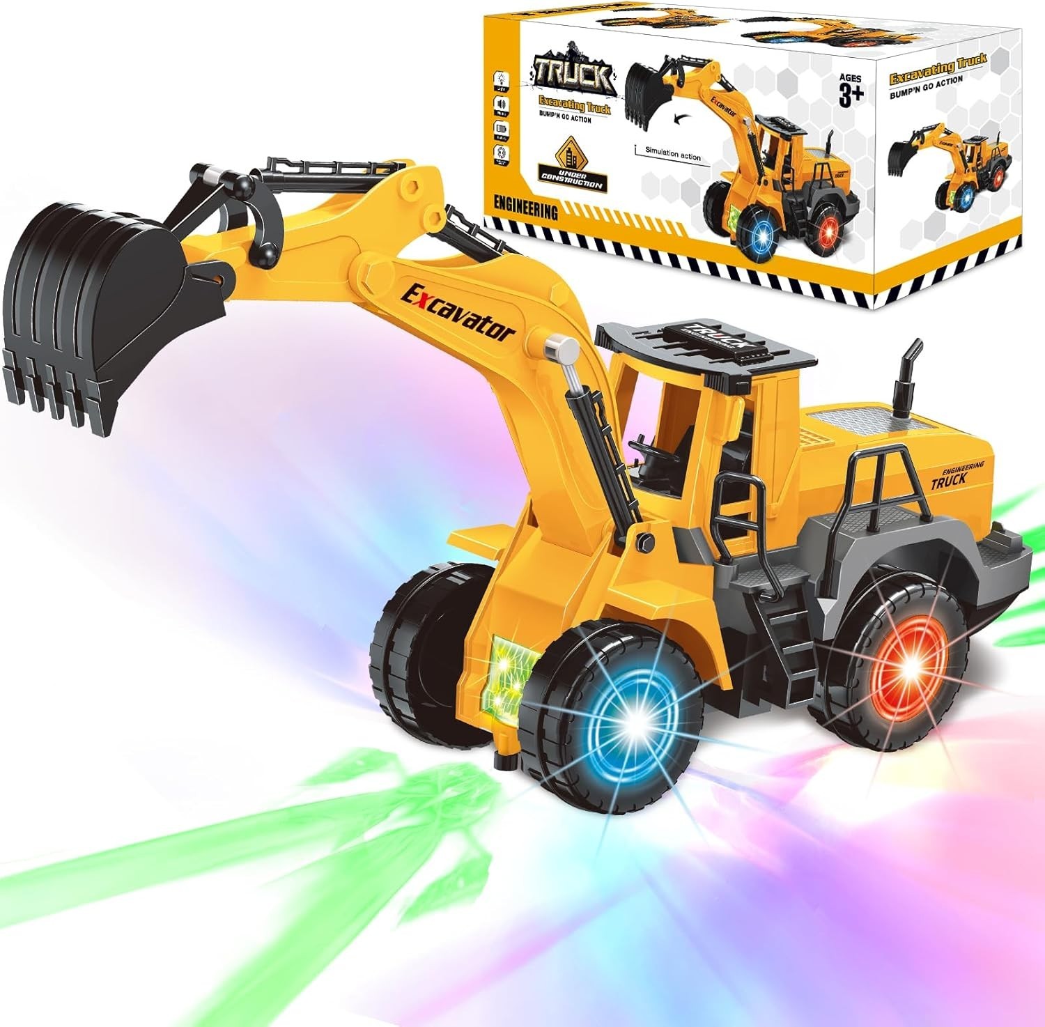 Fun Transforming Excavator Toy Truck for Active Kids: Lights & Music Included