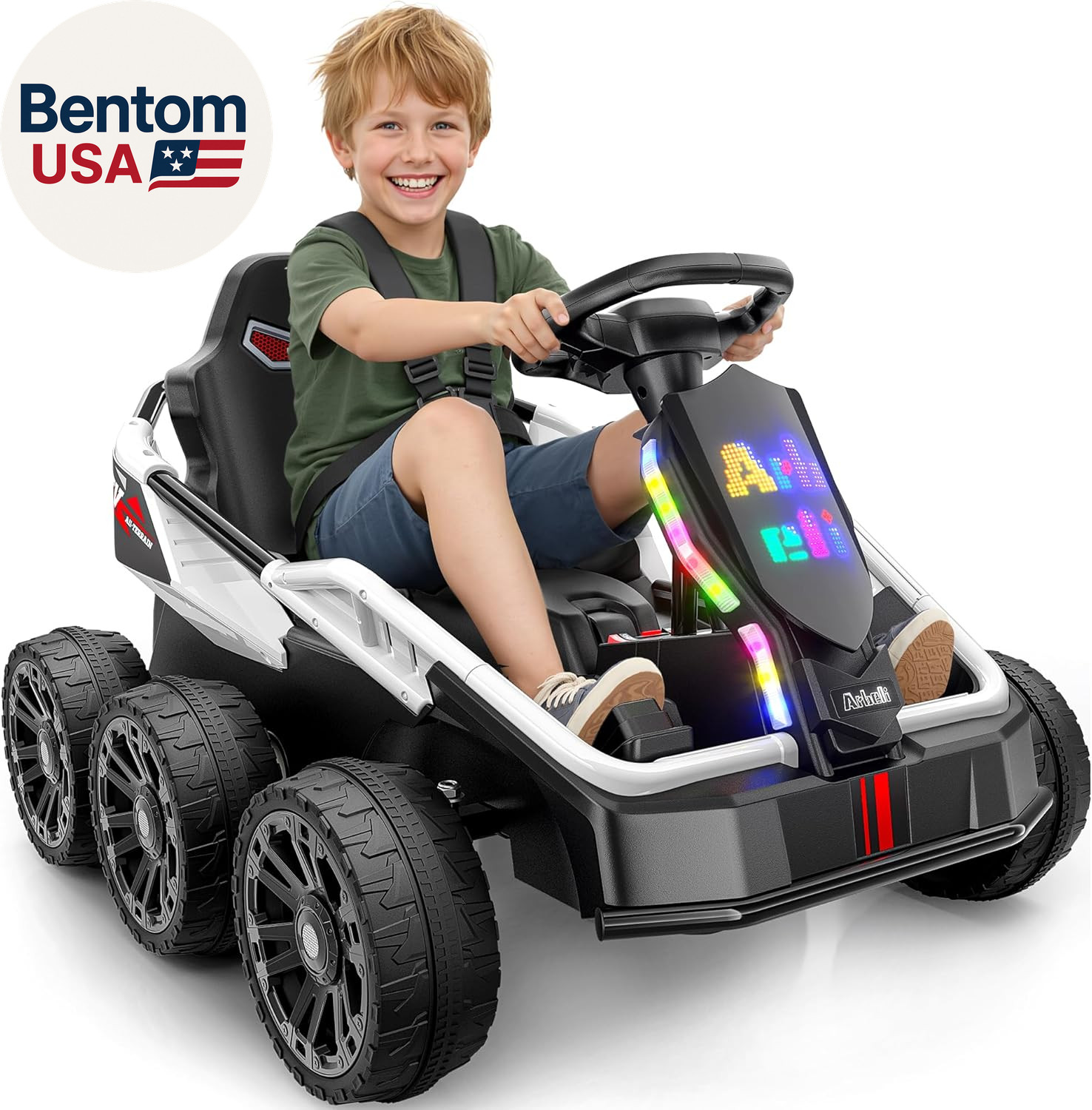 24V Ride on Toys for Big Kids 3-10, 4WD/2WD Switchable, No Height Limit, 17″ Wid