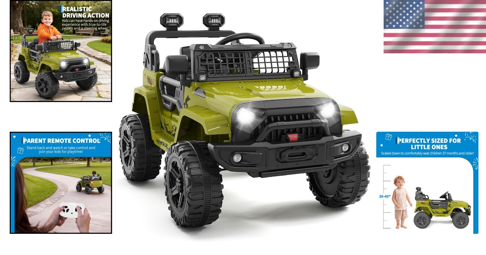 Electric Ride-On Truck Car for Kids with Bluetooth