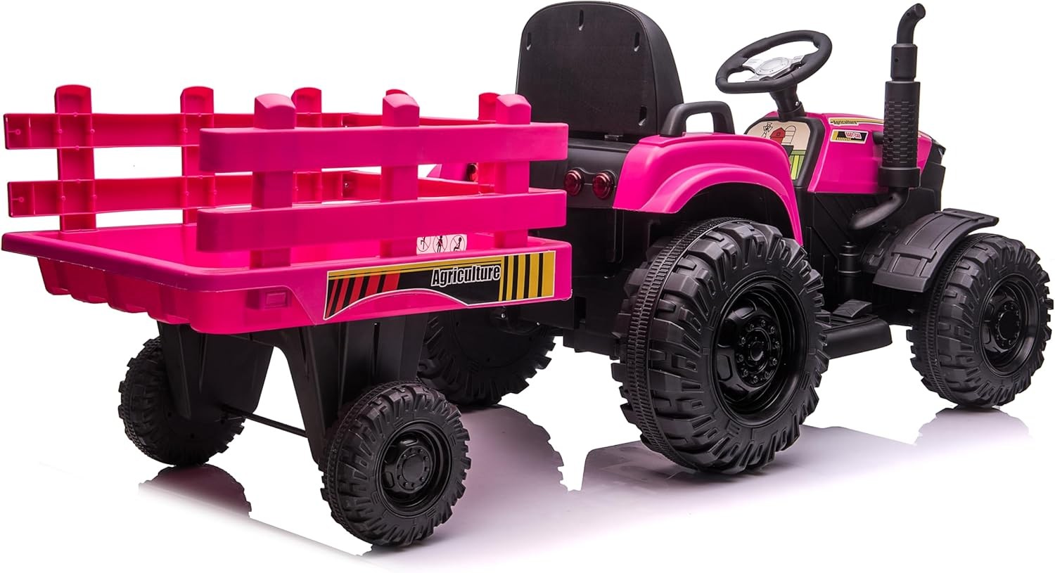 Electric Ride On Car Kids Ride On Tractor with Trailer Outdoor Farm Play Vehicle