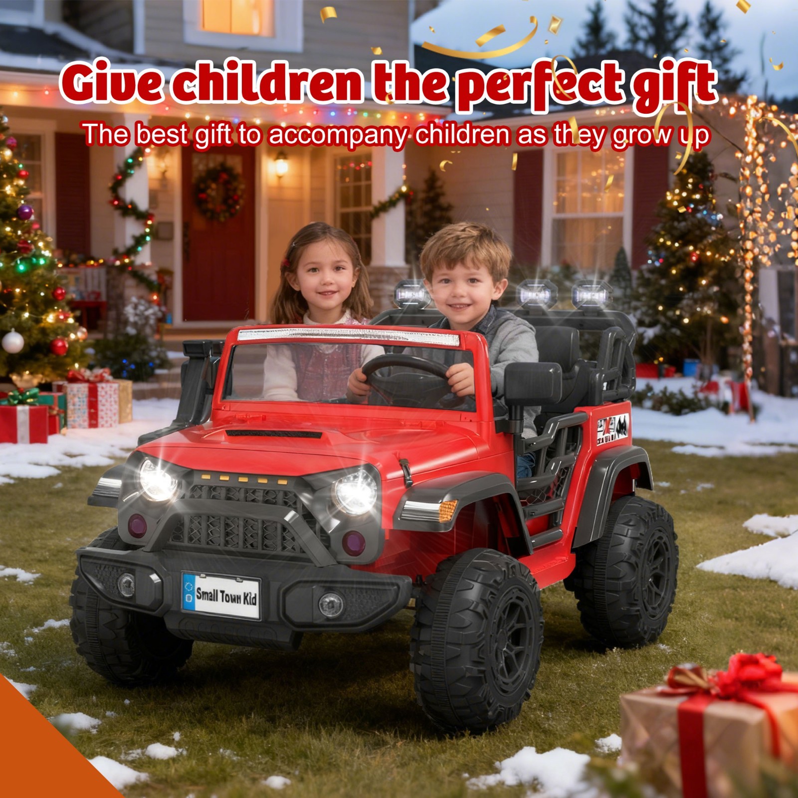 24V 2 Seater Electric Car Ride on Truck for Kids w/Remote,Power Wheels Jeep,Red