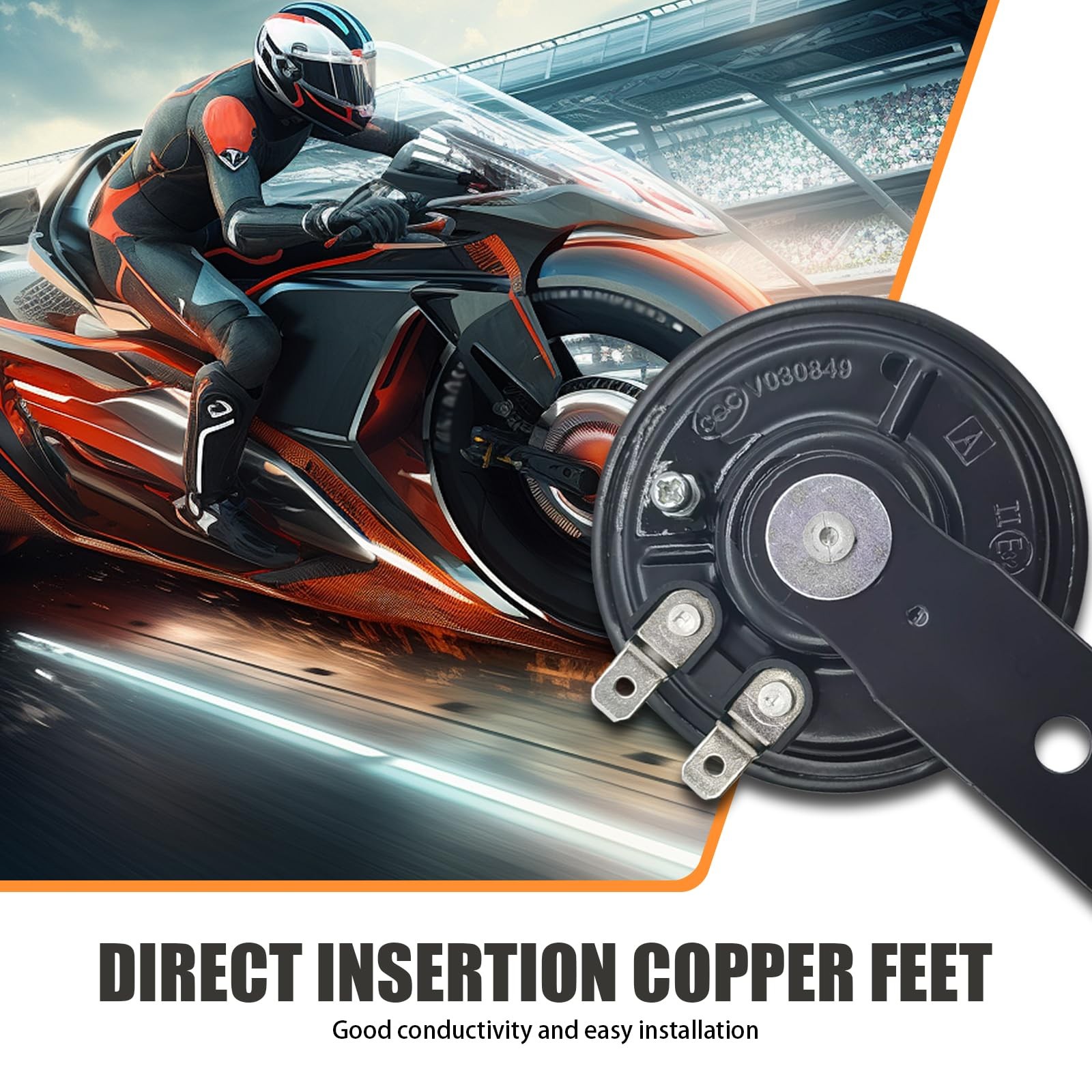 1 PC Motorcycle Electric Horn 12V 1.5A 105dB Waterproof Round Speaker Black