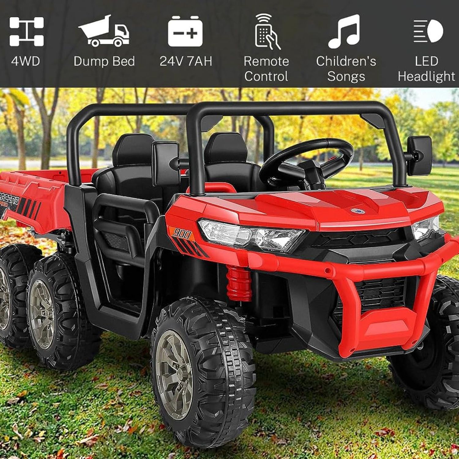 24V 2 Seater Kids Ride on Car Truck 2x200W Motor with Dump Bed/Shovel LED Light