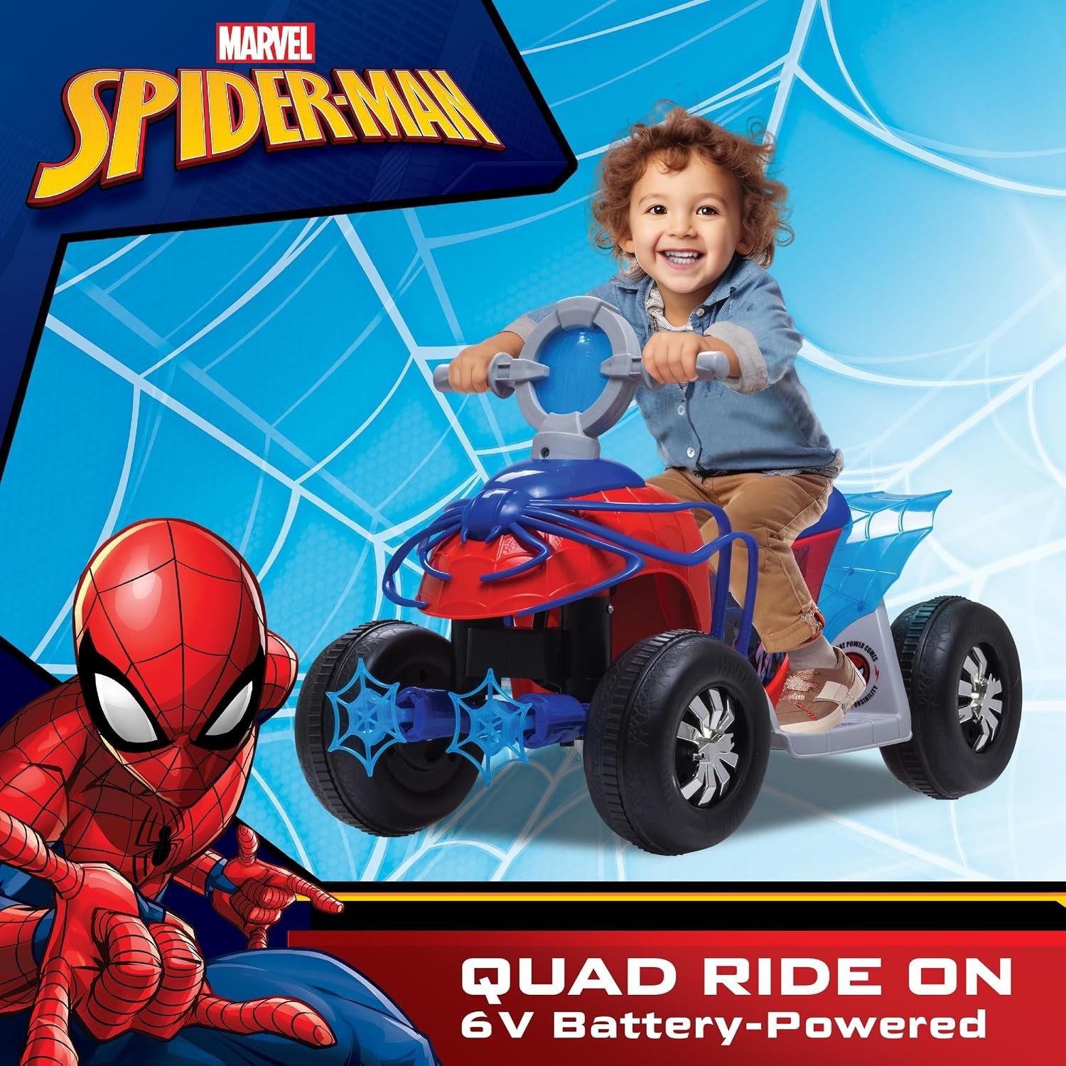 Spider-Man Toddler Quad Ride-On, 6V Battery, 44 lbs Max
