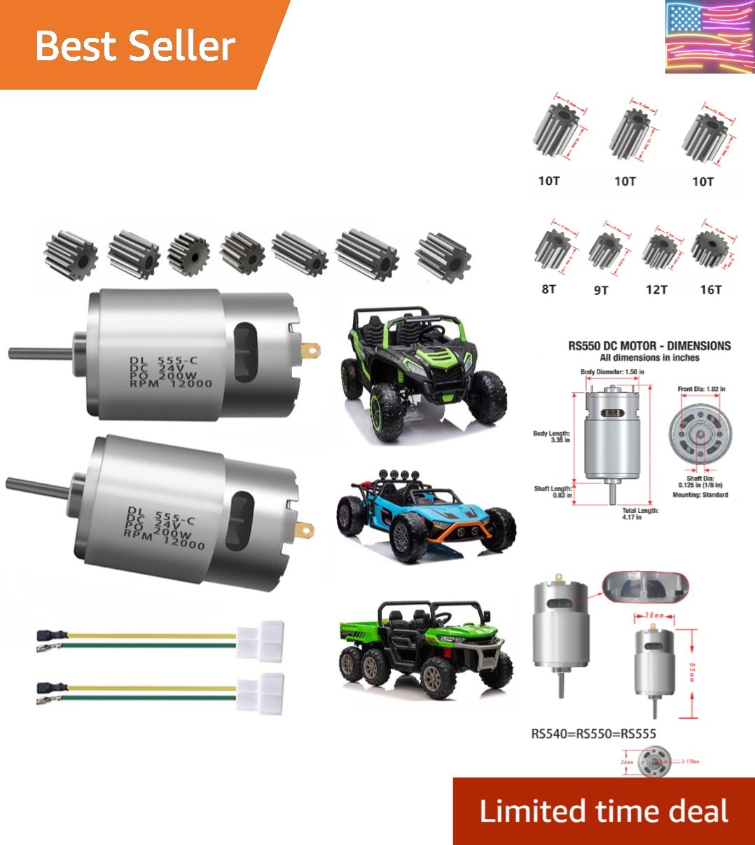 2PCS 24V RS555 12000 RPM Electric Drive Motor for Power Wheels Motor Upgrade,…