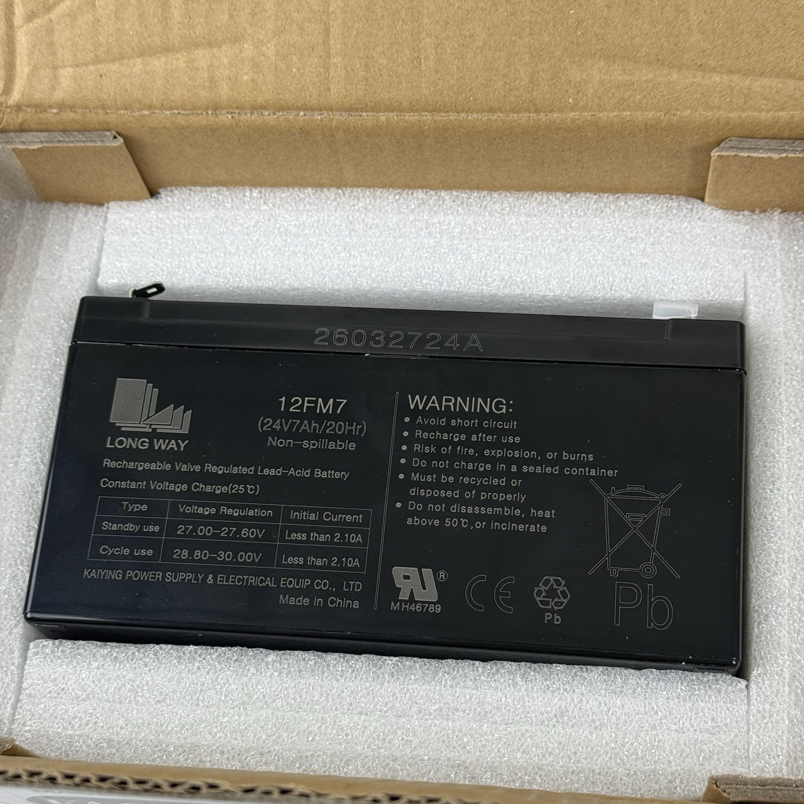 24v 7ah Battery for Ride on Toys car utv 12fm7 20hr 24 Volt Valv