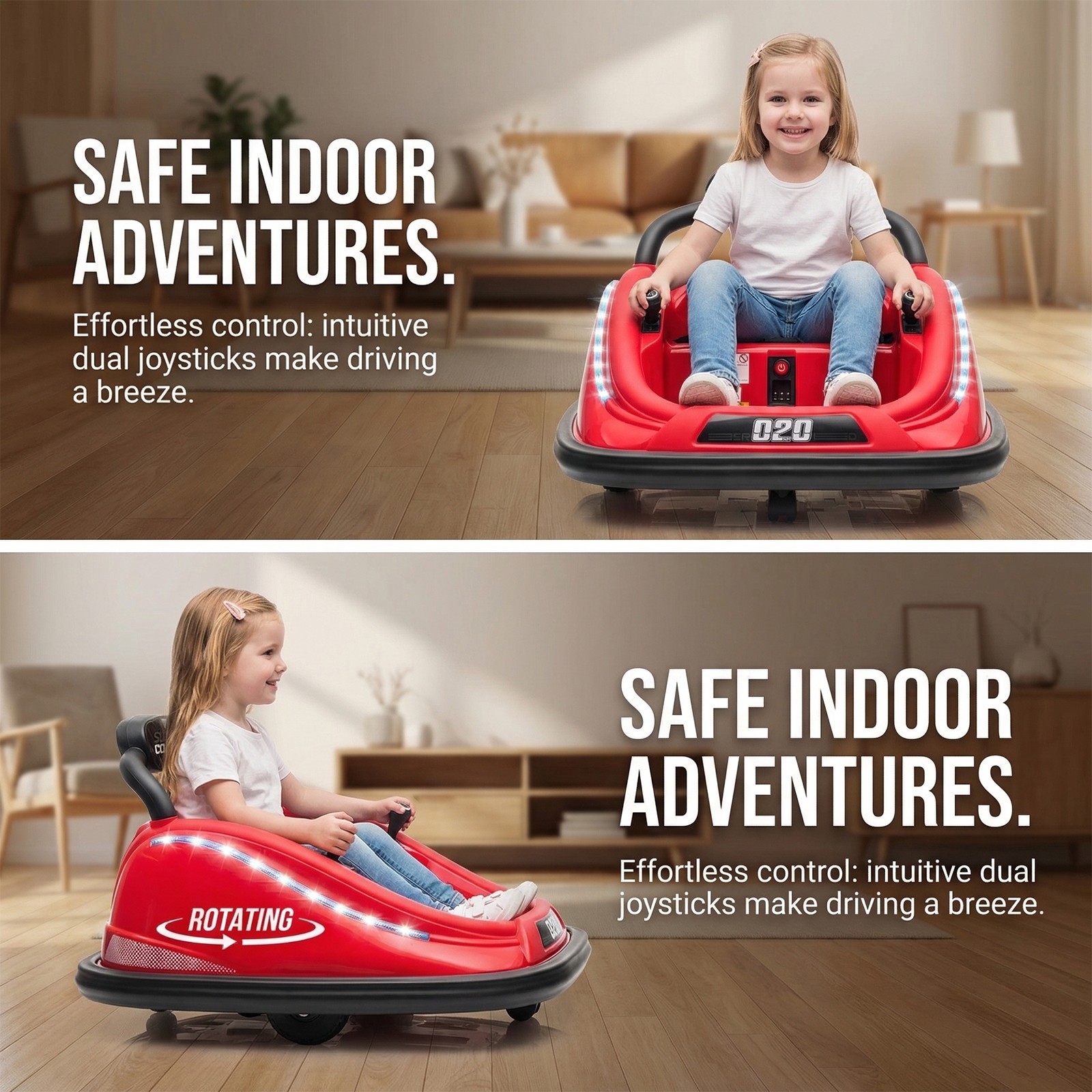 Super Collision 360° Rotating Bumper Car 12V Electric Ride-On Toy Car W/ Remote