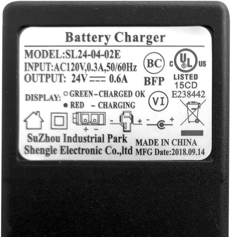 24V B-Type Plug Charger, for 24-Volt Gravedigger Monster Truck & Yamaha Grizzly