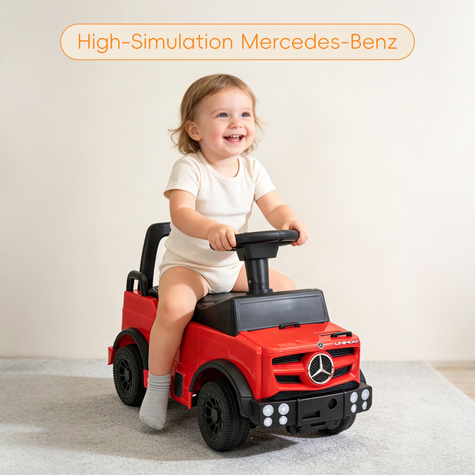 Red Kids Ride On Car Outdoor Stroller Mercedes Push Car Ride Racer for Age 1-3