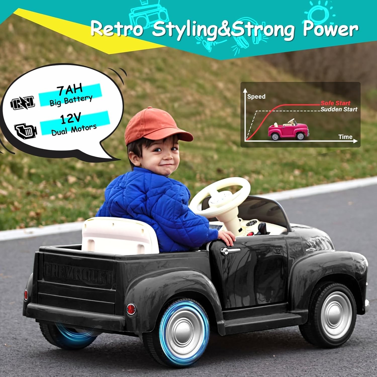 12V Kids Ride on Car Licensed Chevrolet 3100 Pickup Battery Powered Motorized El