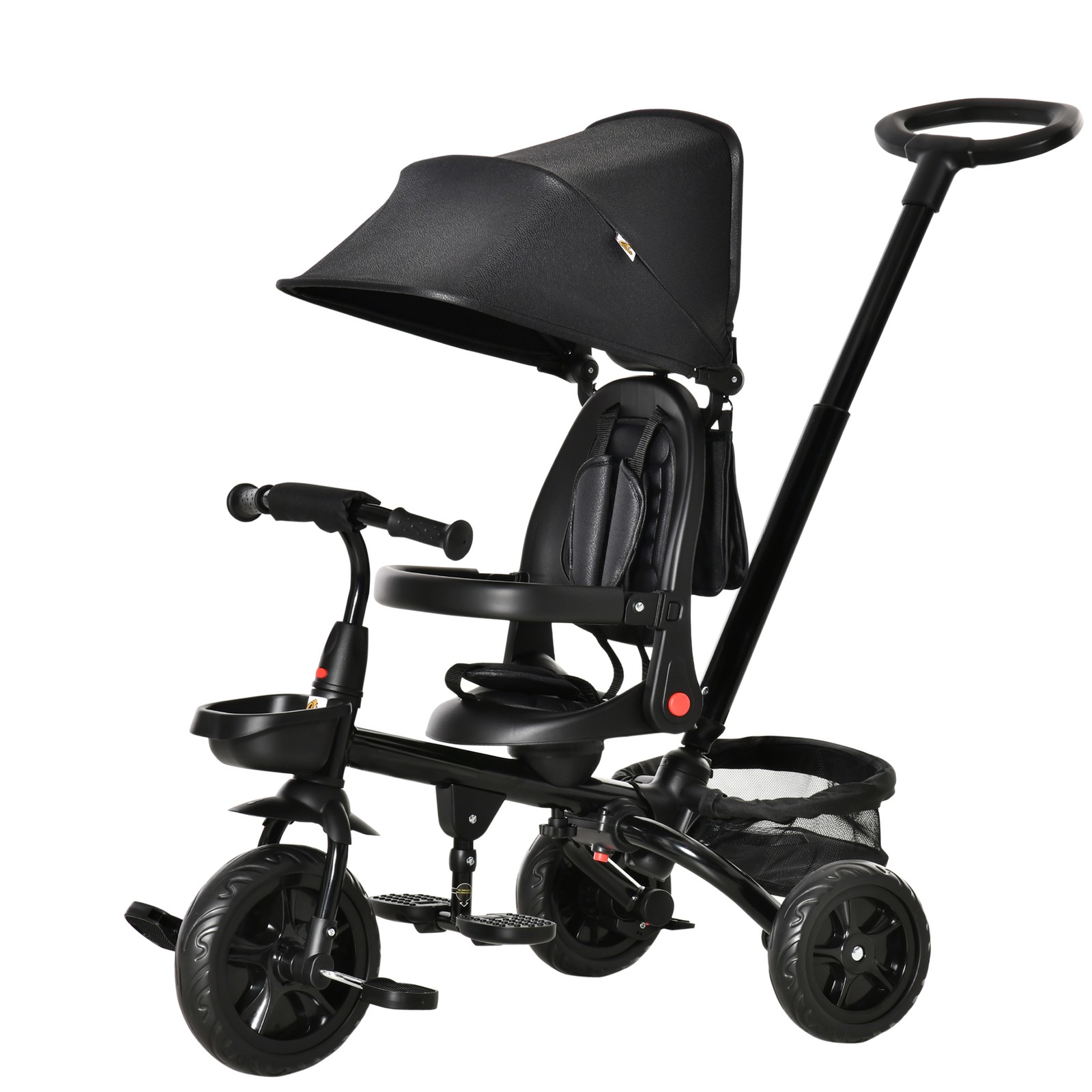 4 in 1 Adjustable Baby Tricycle w/ Removable Handle, Brake, Cover