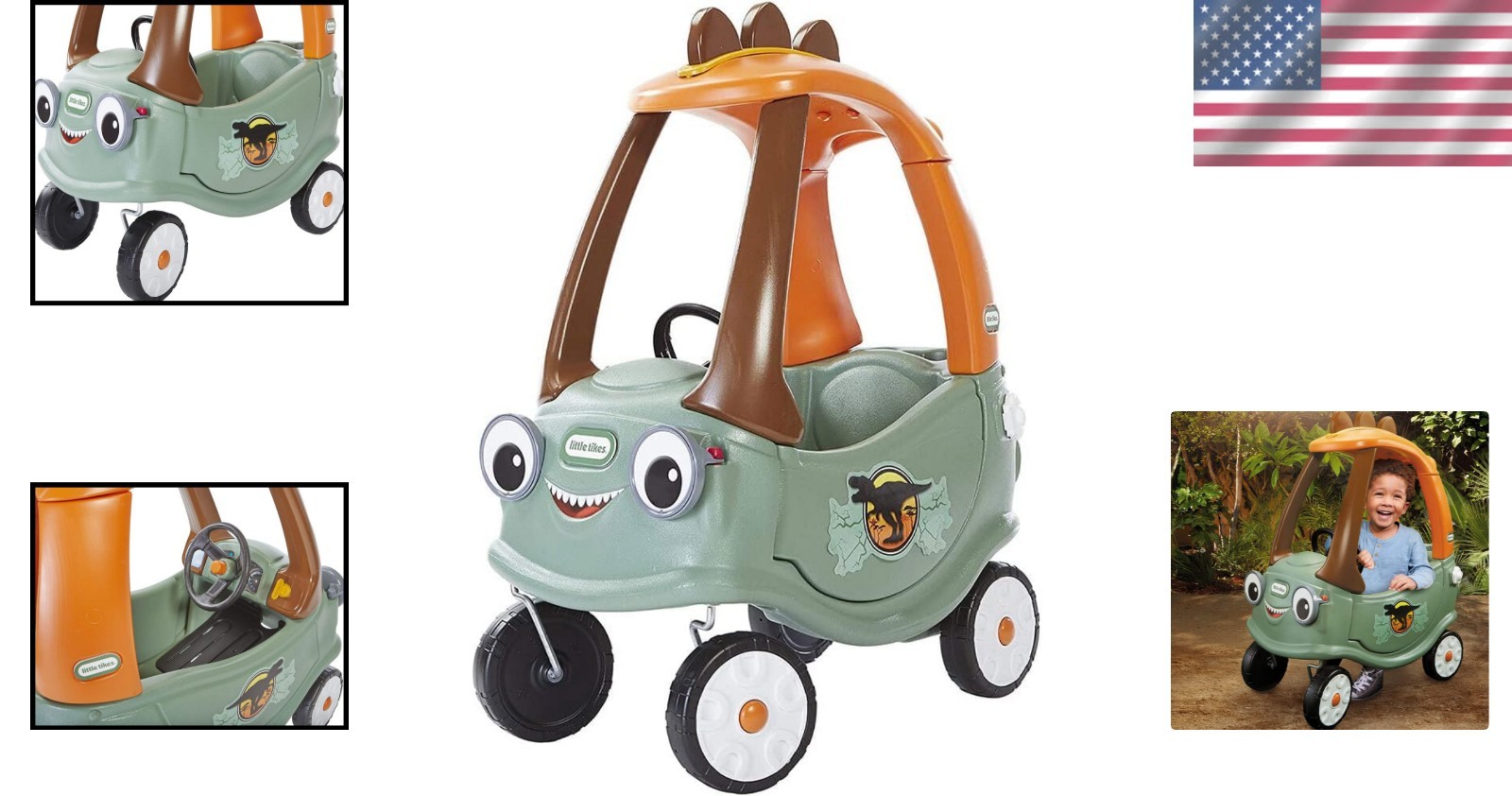T-Rex Cozy Coupe Ride-On Car for Kids – Large Multicolor Fun & Adventure