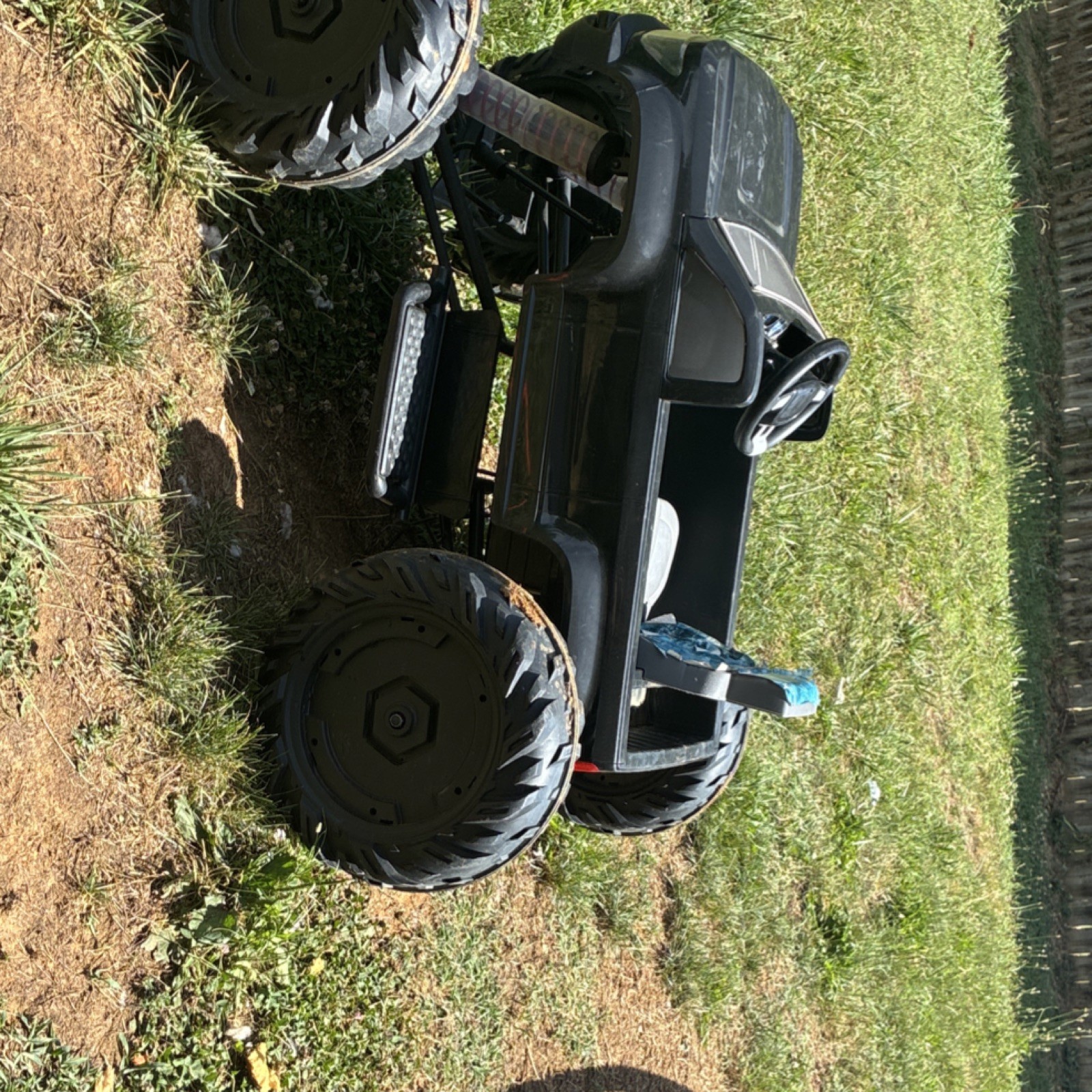 Kids Battery Powered Ride-On Truck, Black Off-Road Style, Large Tires