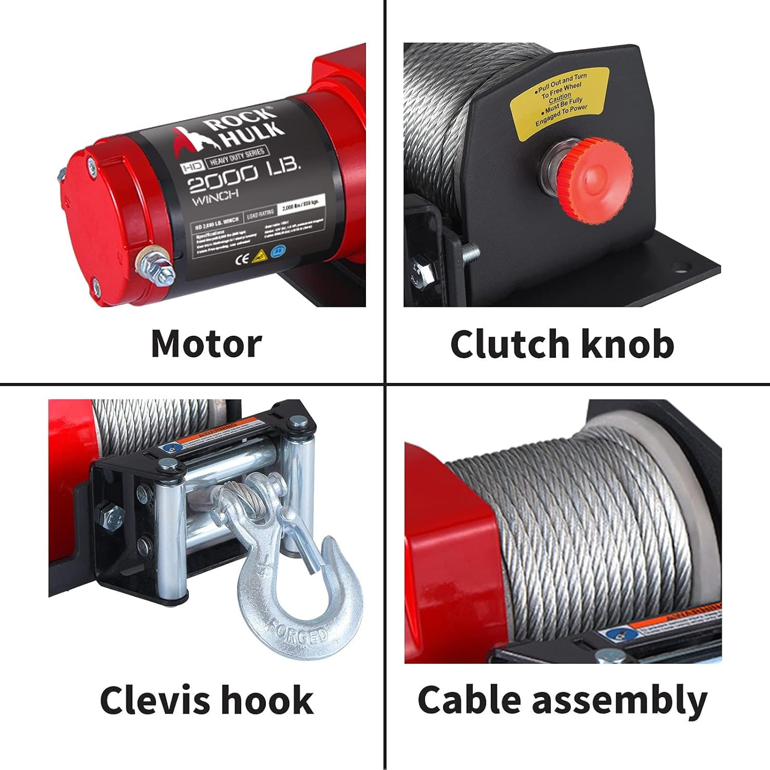 Electric Winch, Off-Road Waterproof Steel Cable Winch for ATV UTV Towing Traile