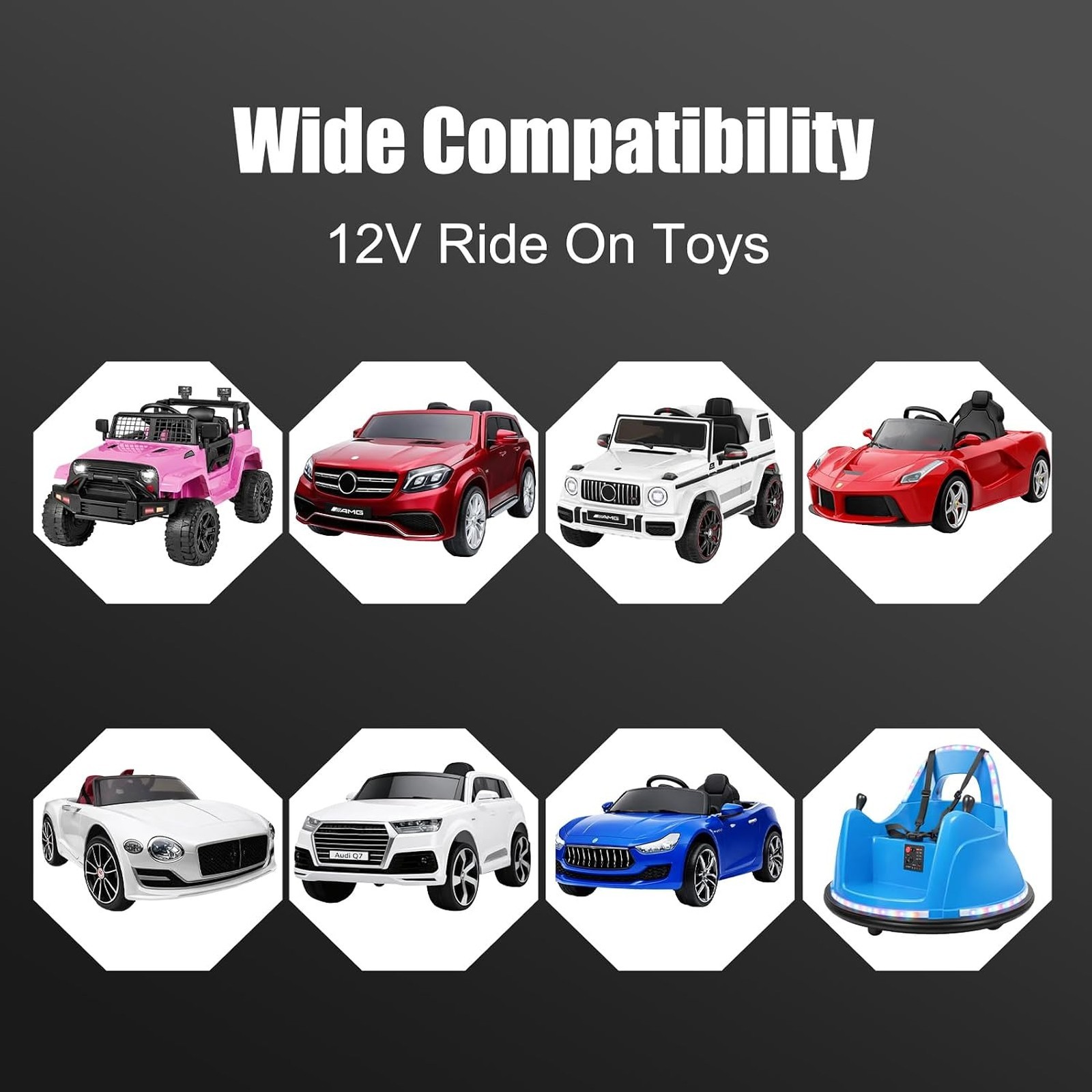 12V Charger for Kids Electric Toy Cars, SUV, ATV, Bumper Cars, Ride-On Vehicles