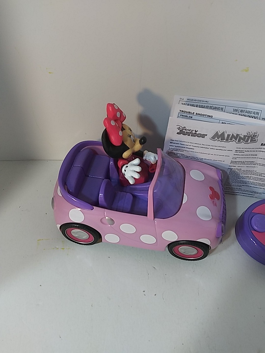 Minnie Mouse RC Car Disney Junior Pink Polka Dot Convertible w/ Remote Works